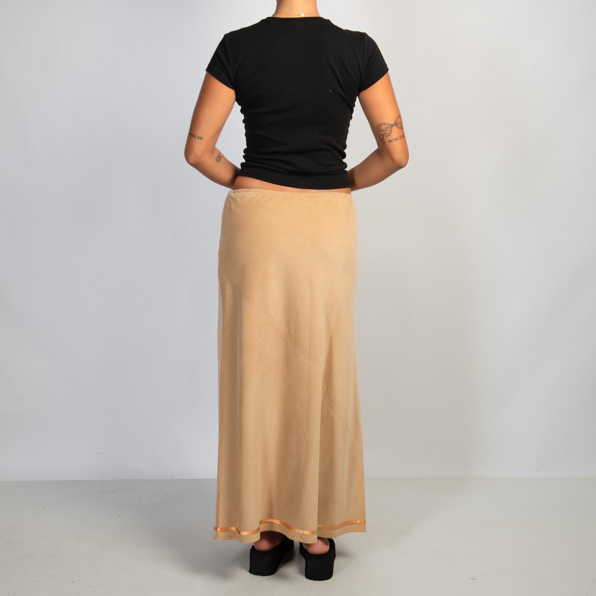 TAN MICRO CORDUROY SKIRT