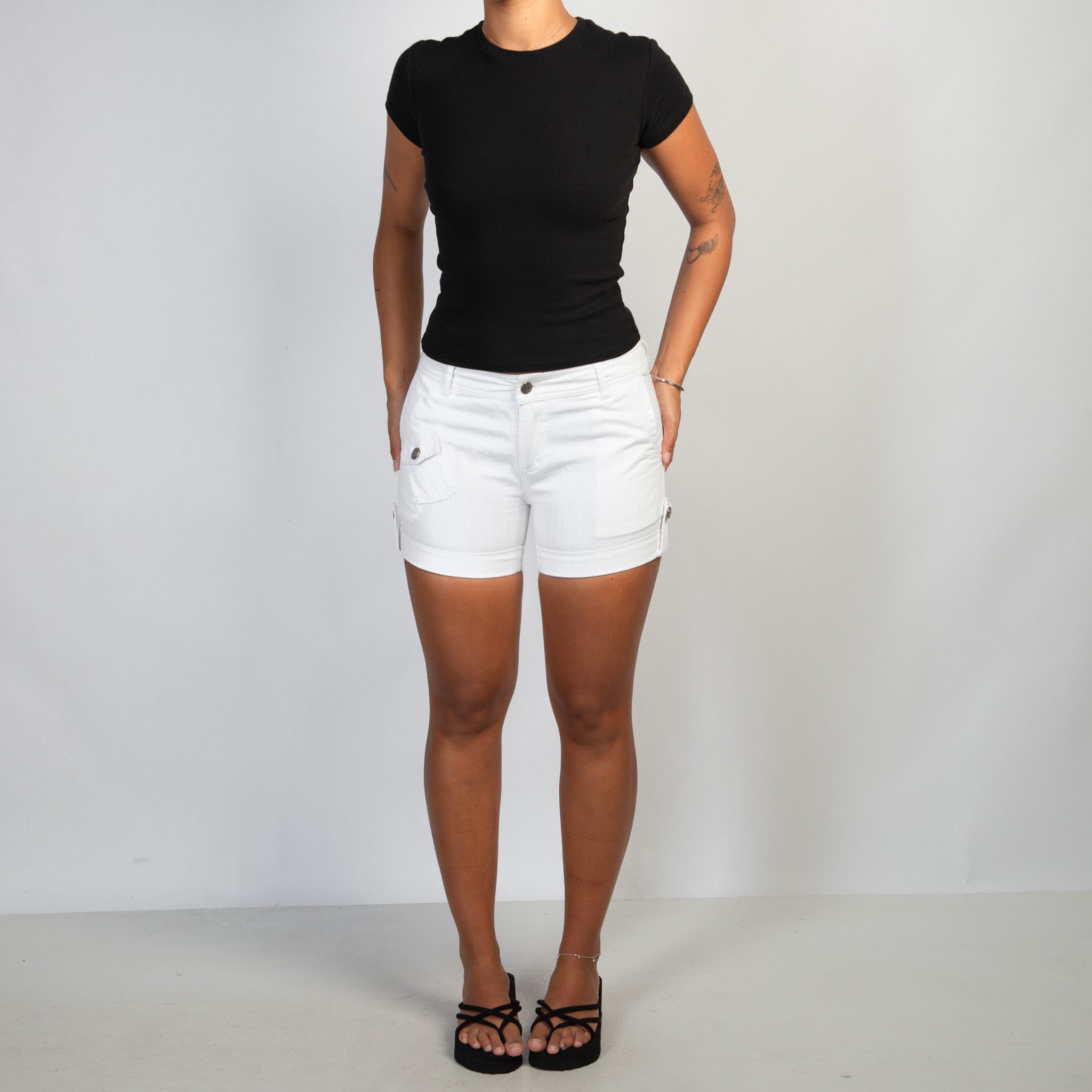 WHITE COTTON SHORTS