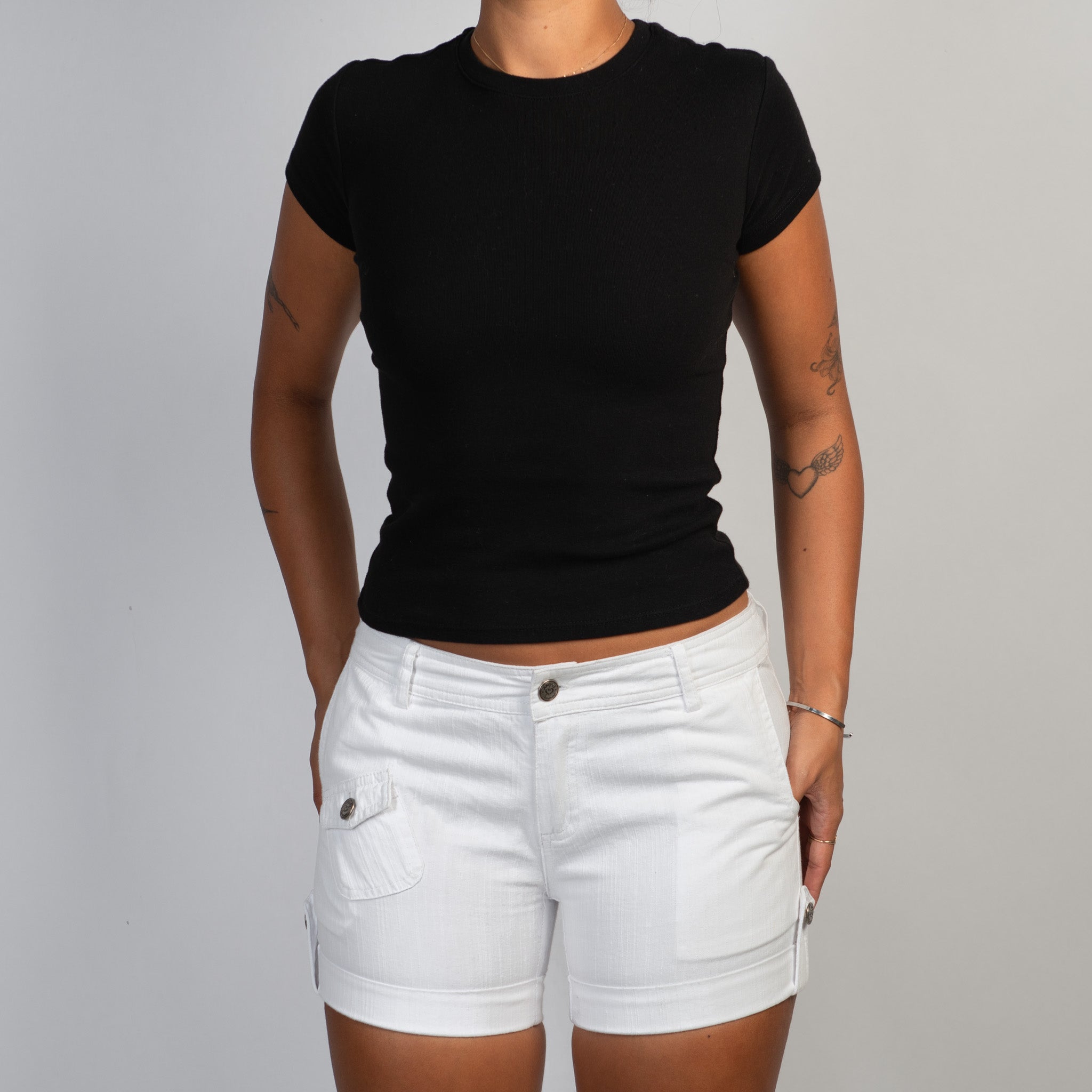 WHITE COTTON SHORTS