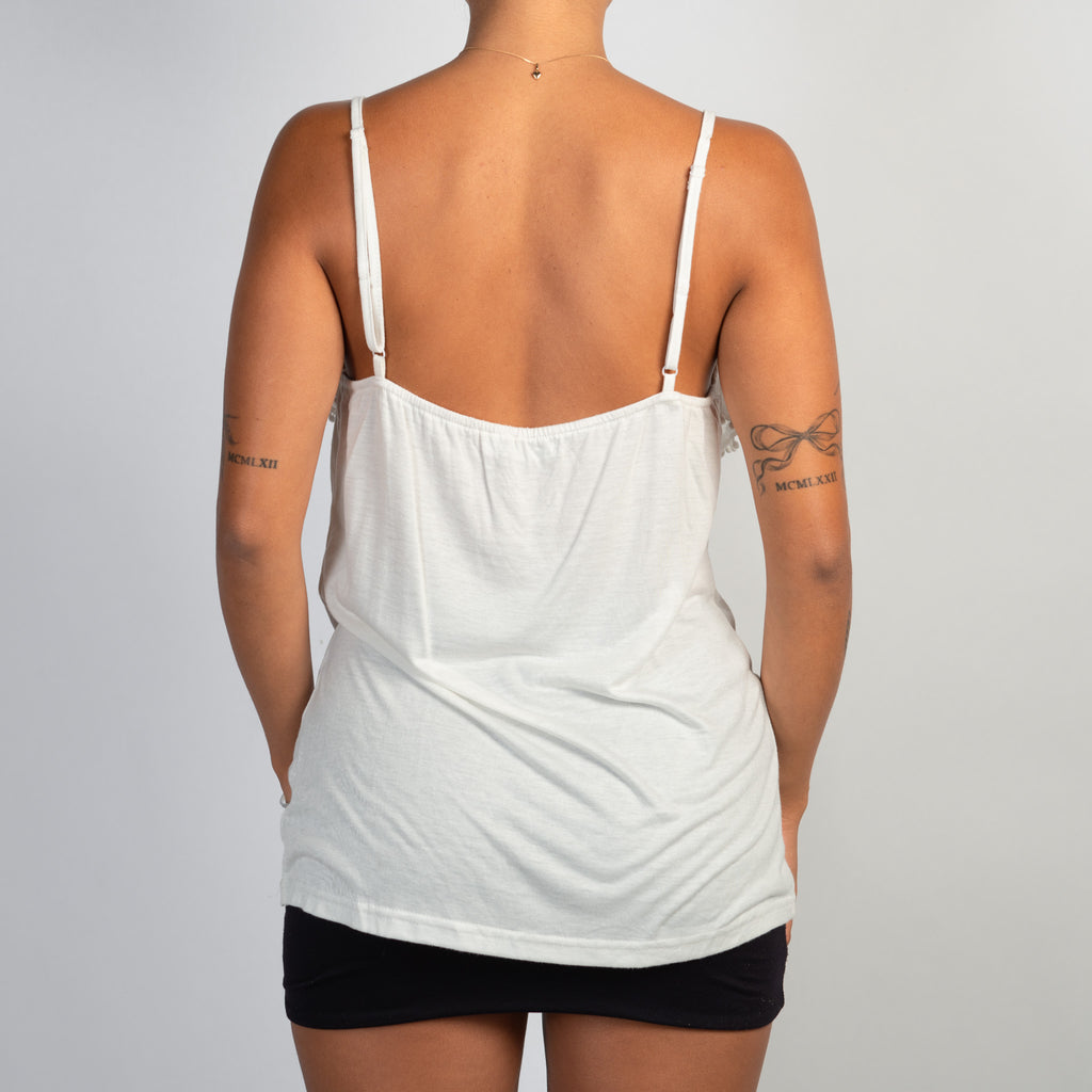WHITE RUFFLE SINGLET