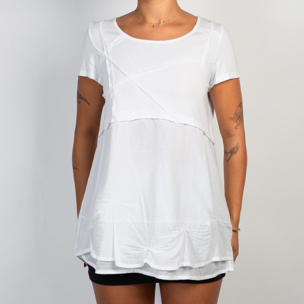 WHITE TEXTURED TUNIC