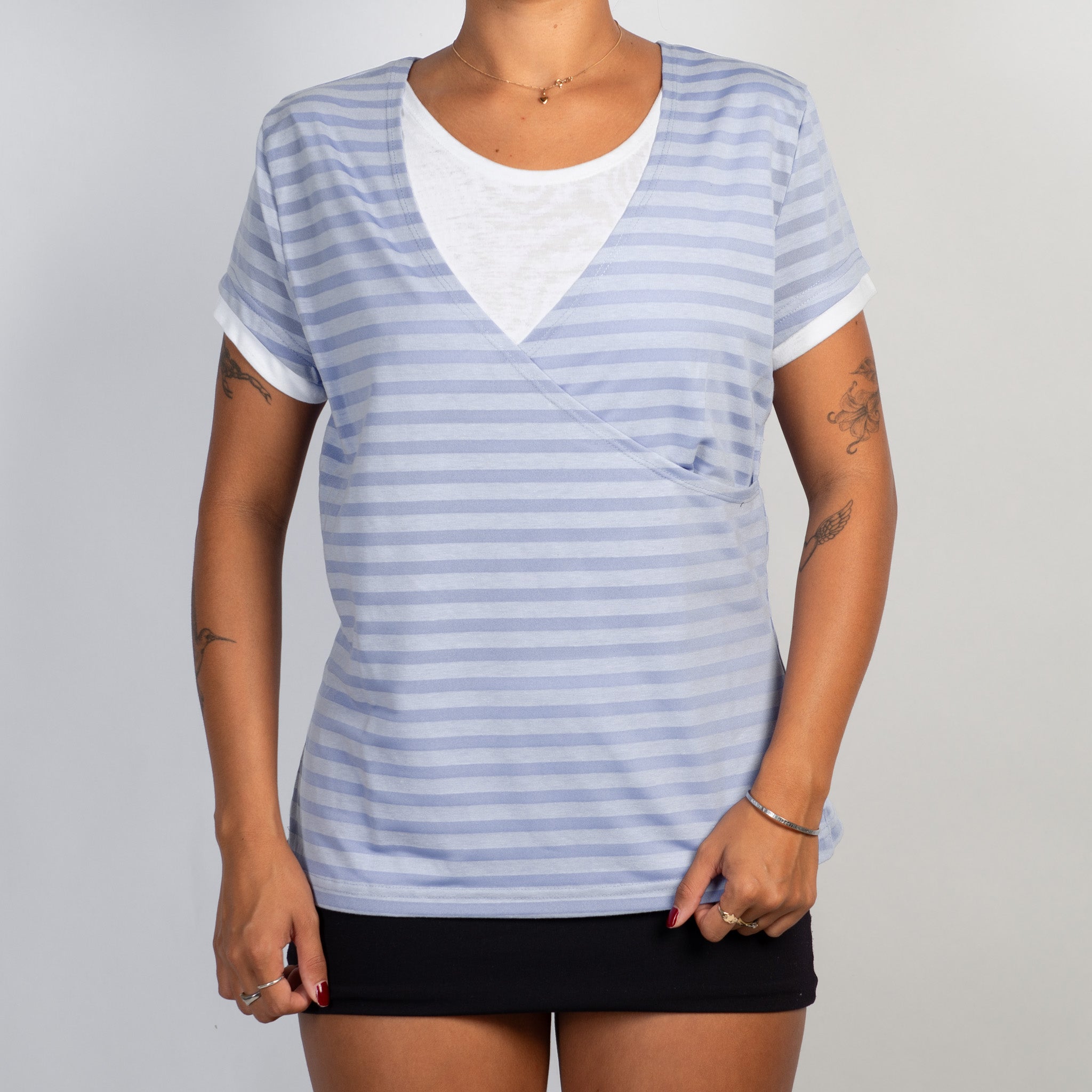 LILAC STRIPE LAYERED TEE