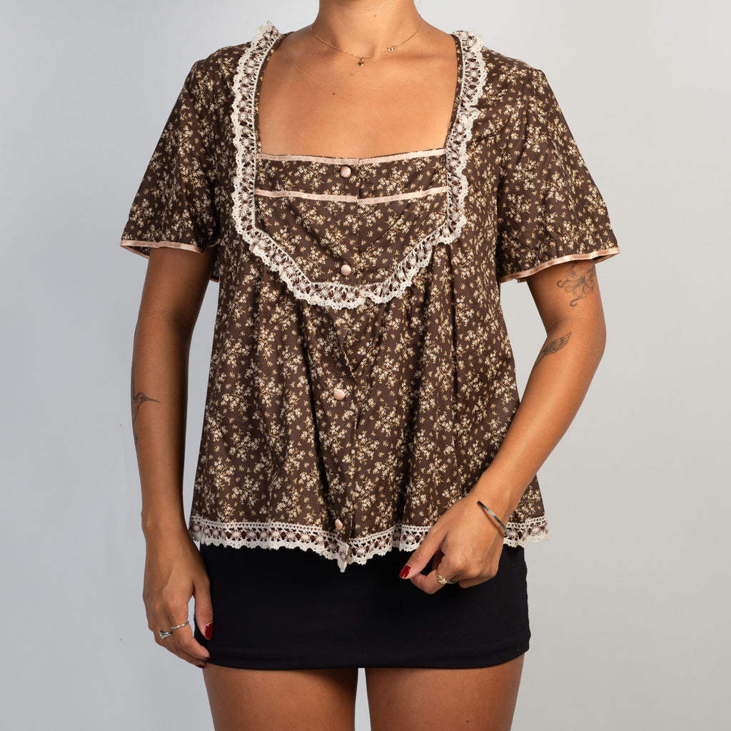 BROWN FLORAL TOP