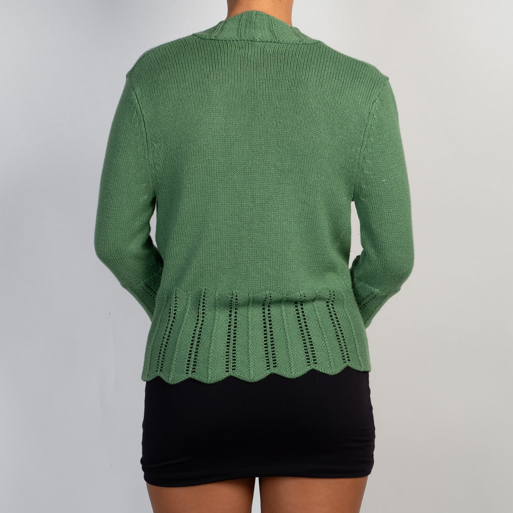 GREEN 3/4 SLEEVE CARDIGAN