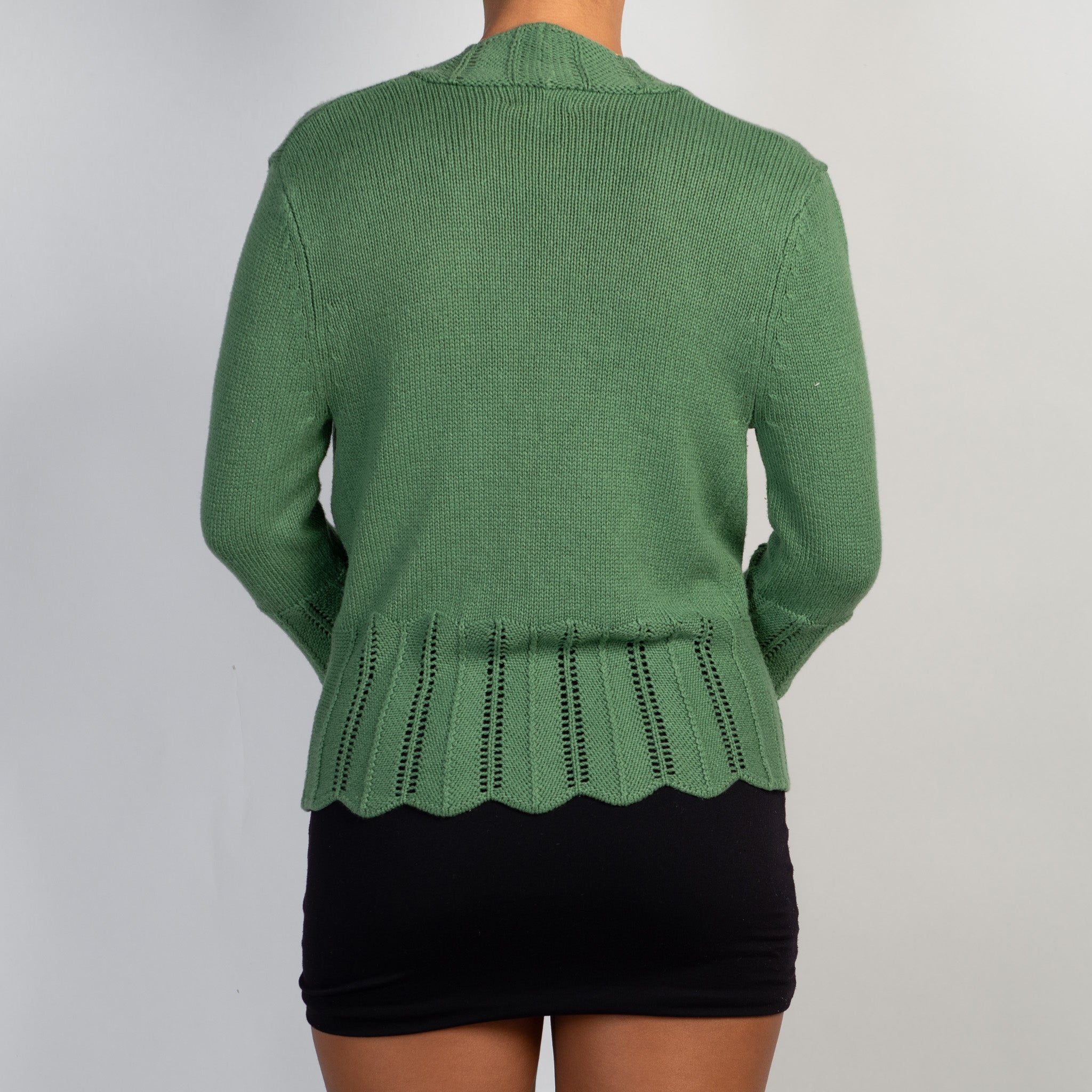 GREEN 3/4 SLEEVE CARDIGAN
