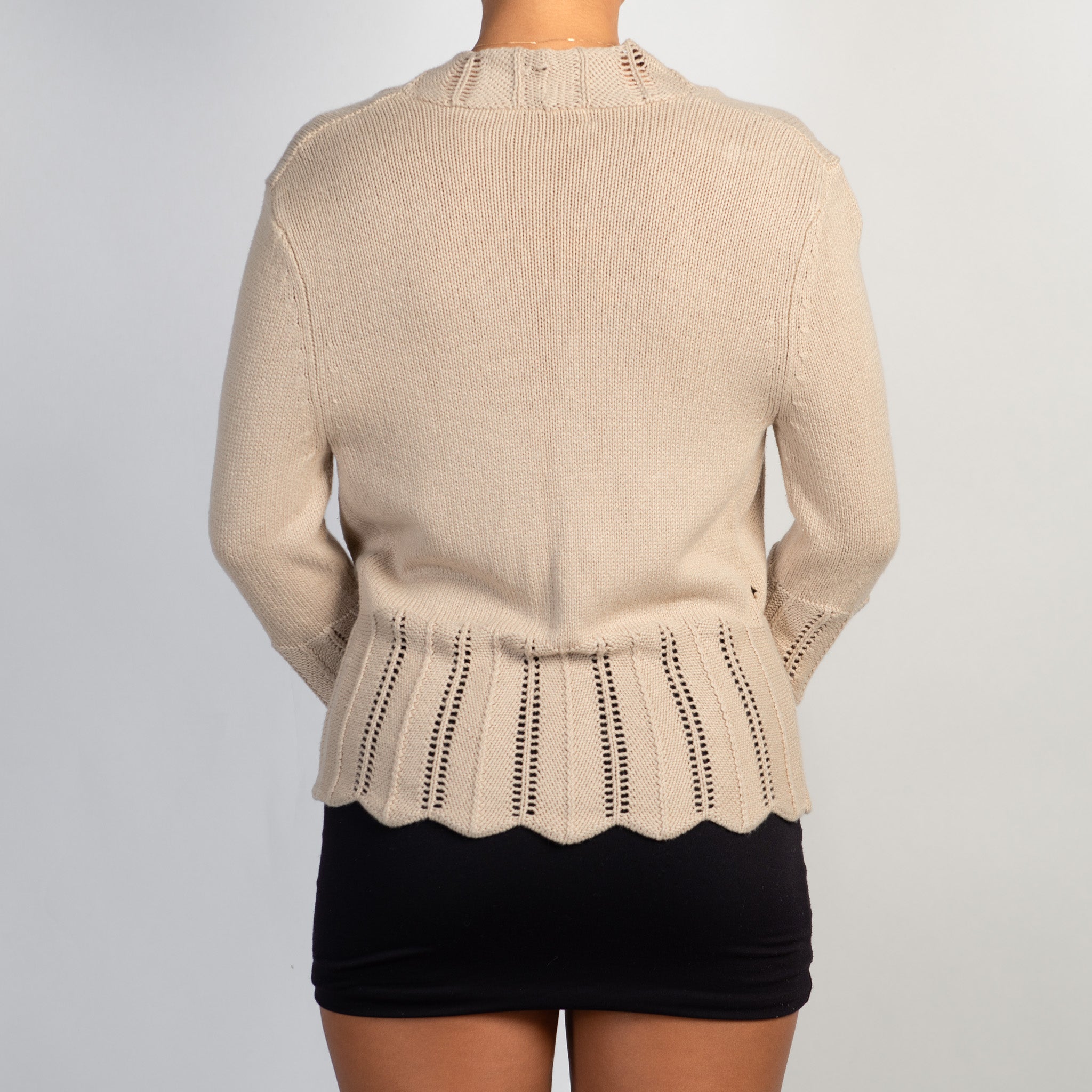 BEIGE 3/4 SLEEVE CARDIGAN