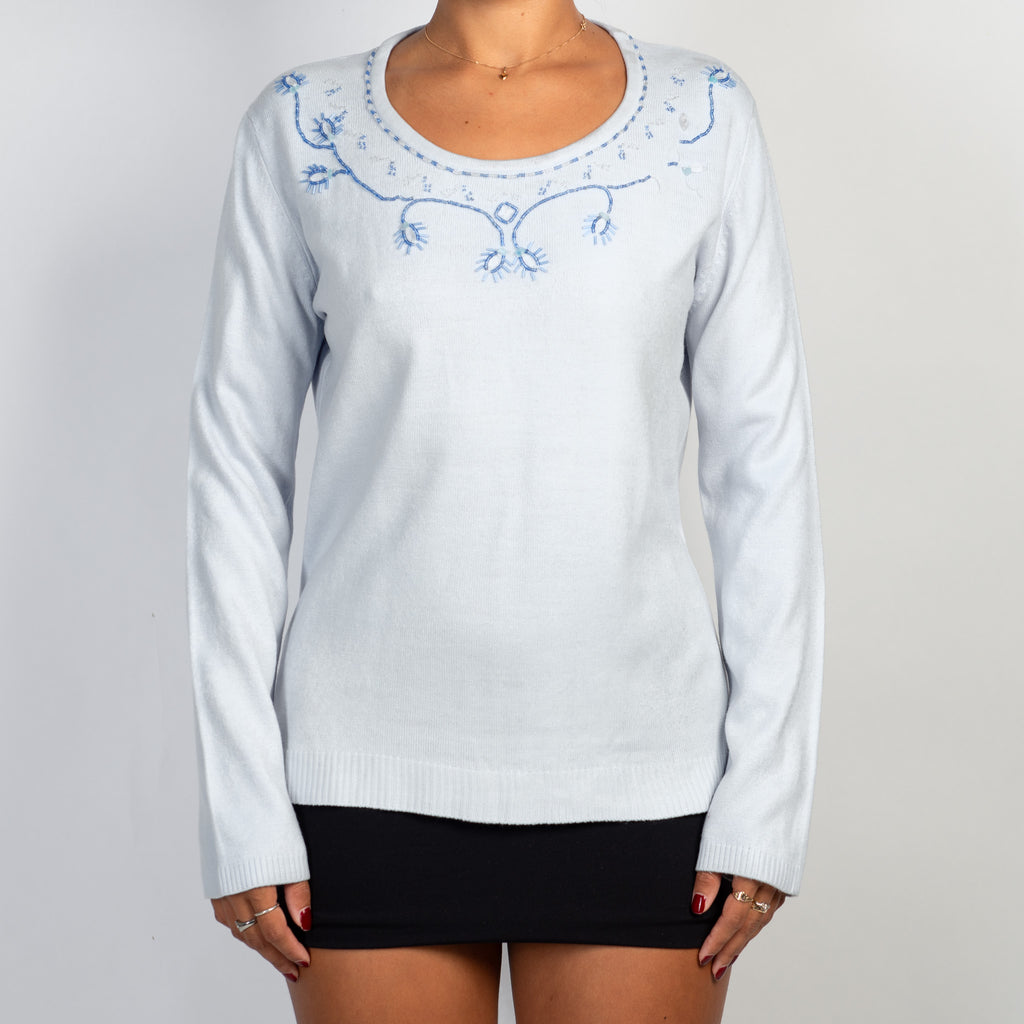 PALE BLUE KNIT TOP