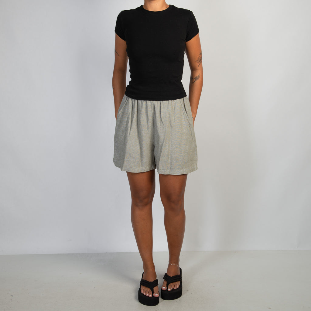 GREEN LINEN SHORTS