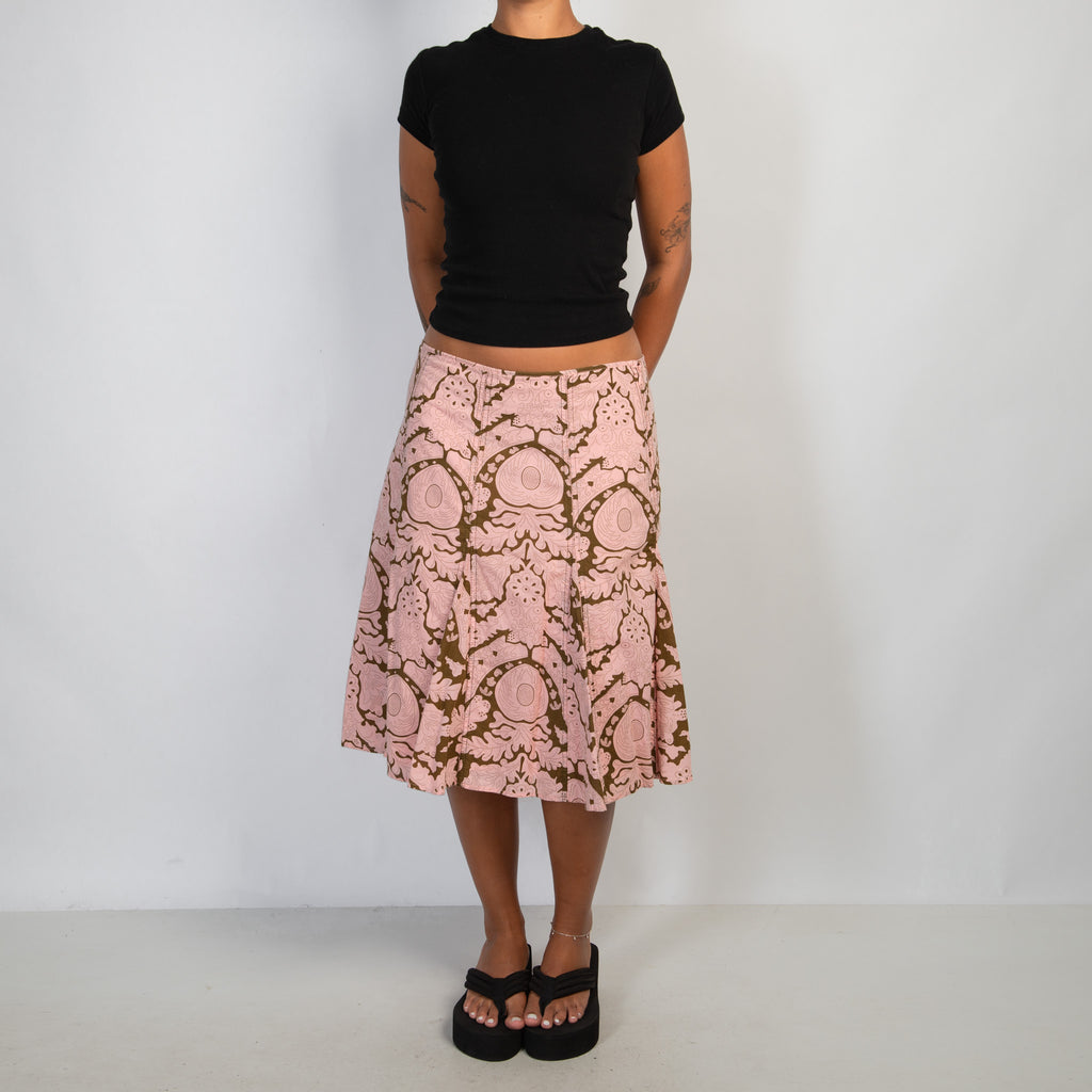 PINK PATTERN MIDI SKIRT
