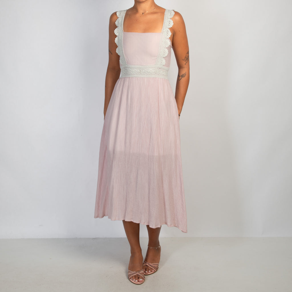 PINK TEXTURED MIDI DRESS