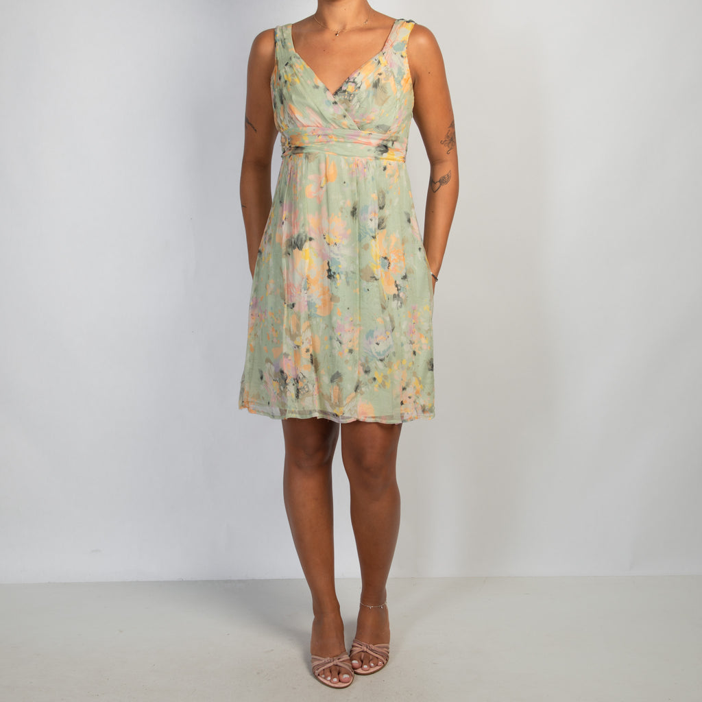 SILK FLORAL MINI DRESS