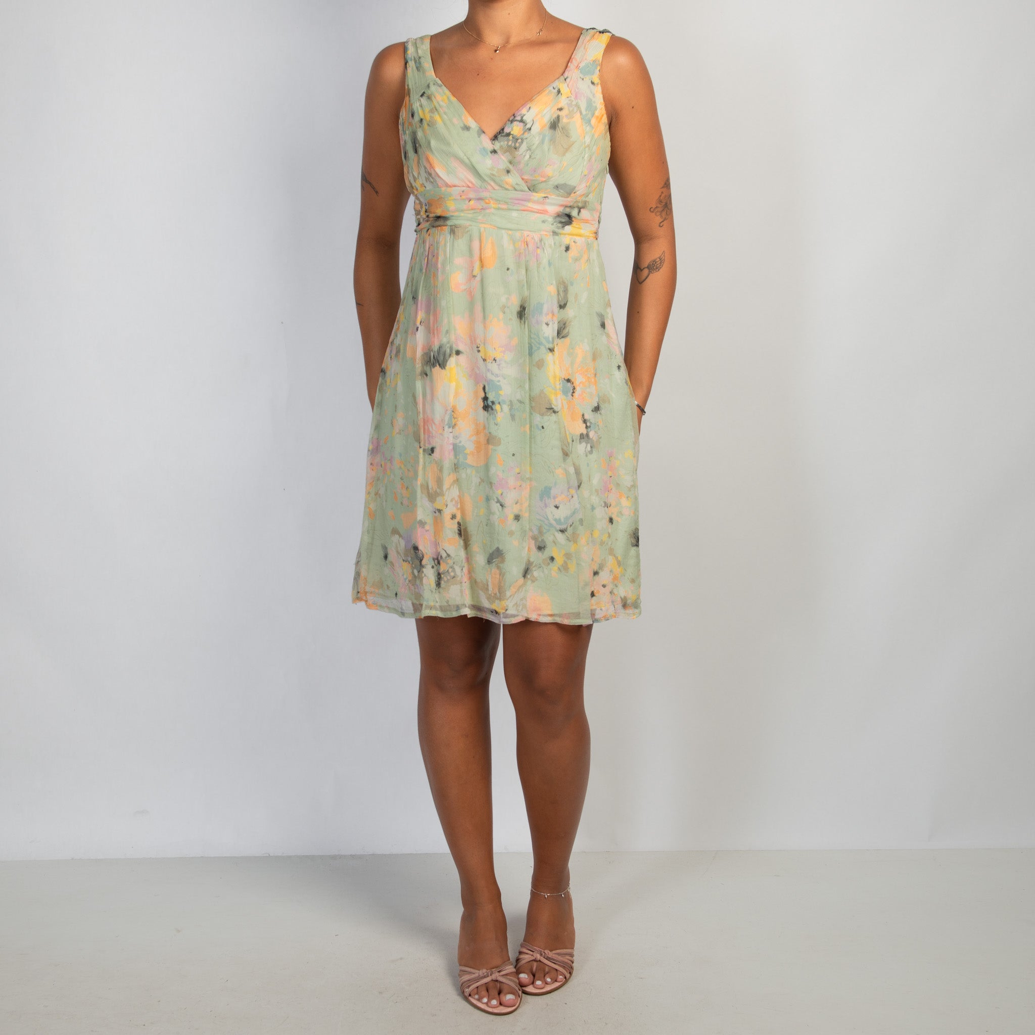 SILK FLORAL MINI DRESS