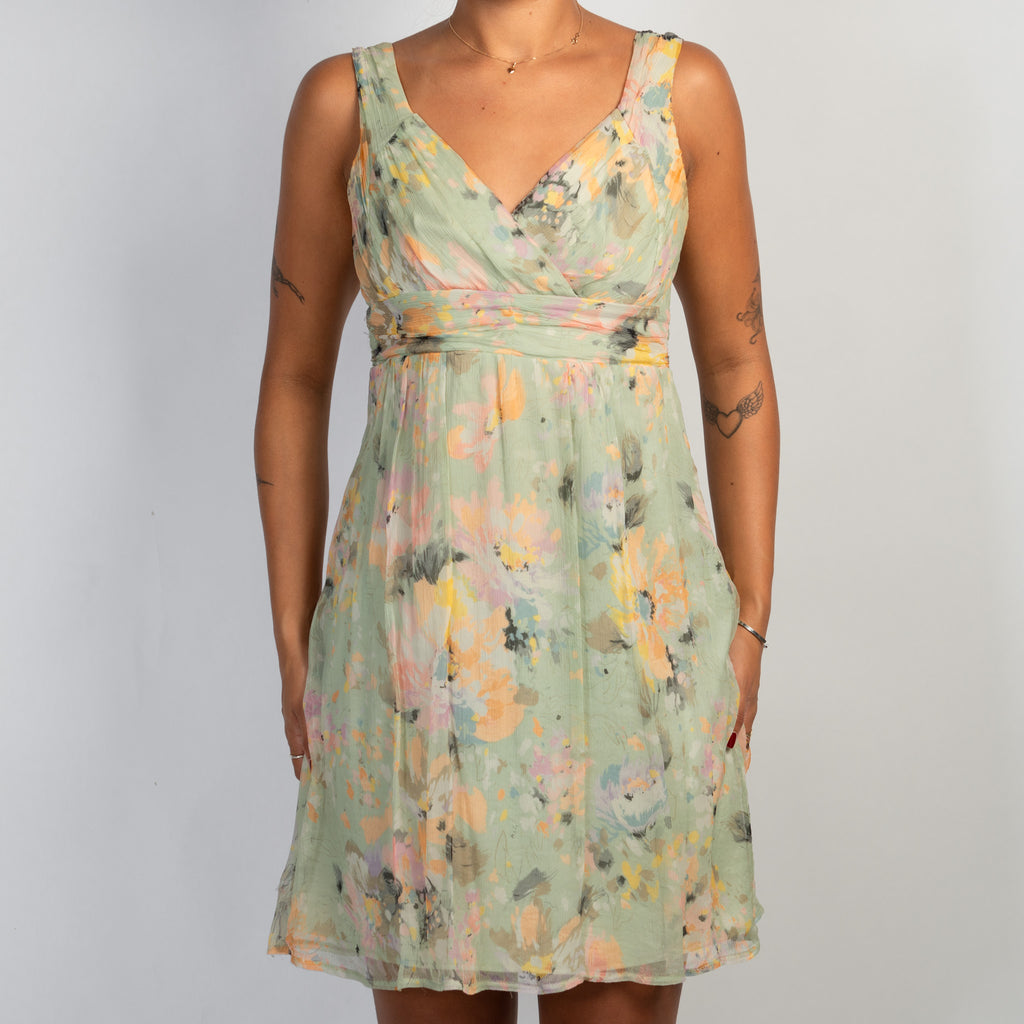 SILK FLORAL MINI DRESS
