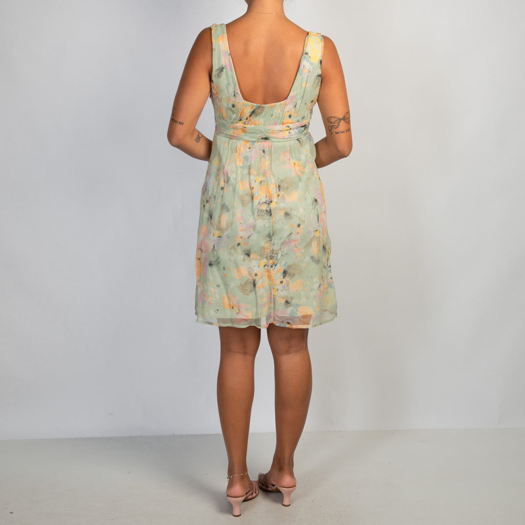 SILK FLORAL MINI DRESS