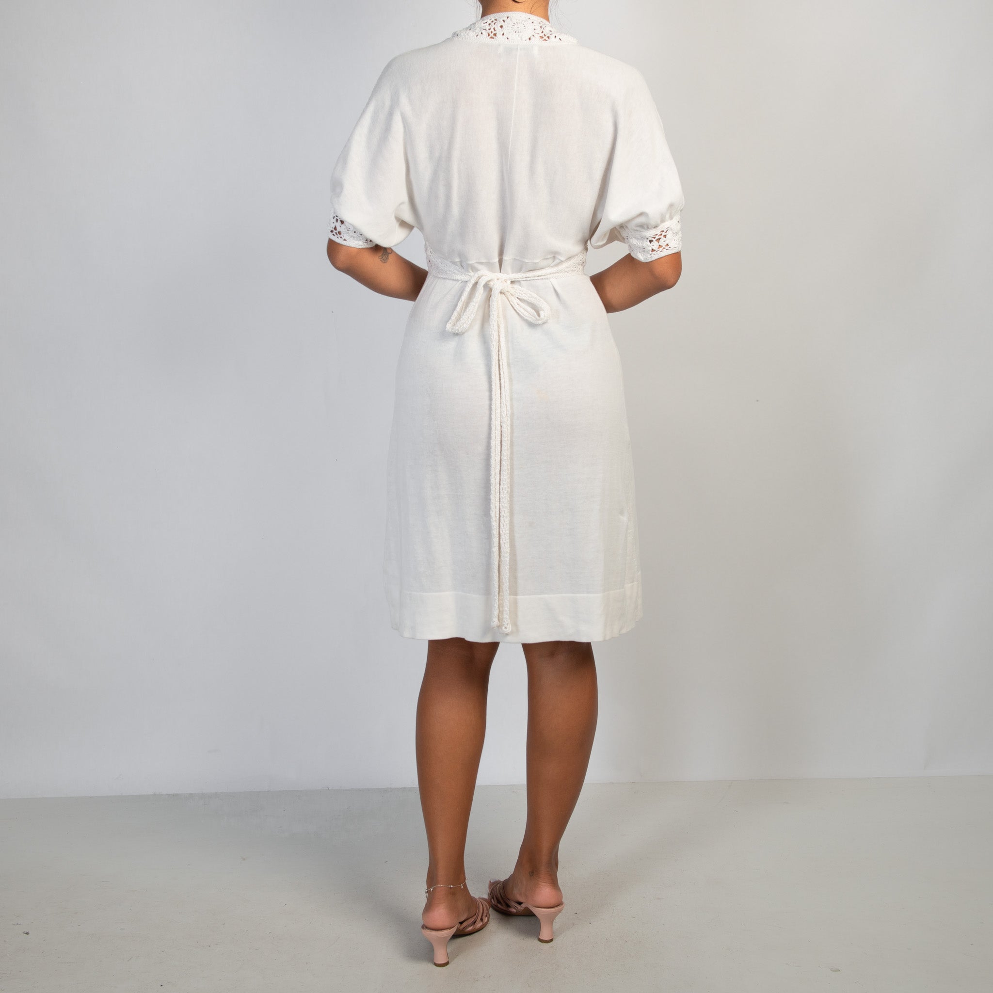 WHITE CROCHET TRIM DRESS