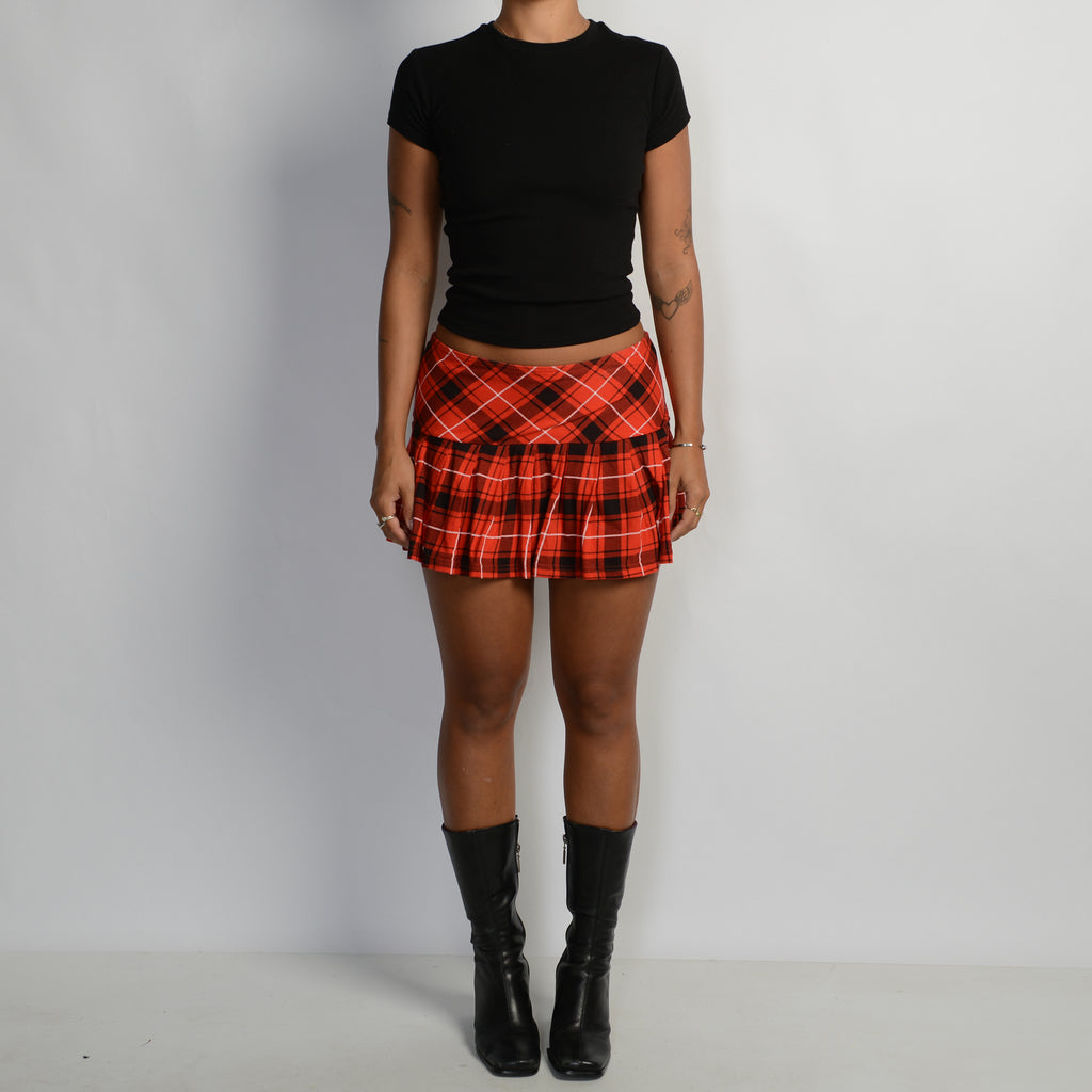 RED PLAID MINI SKIRT