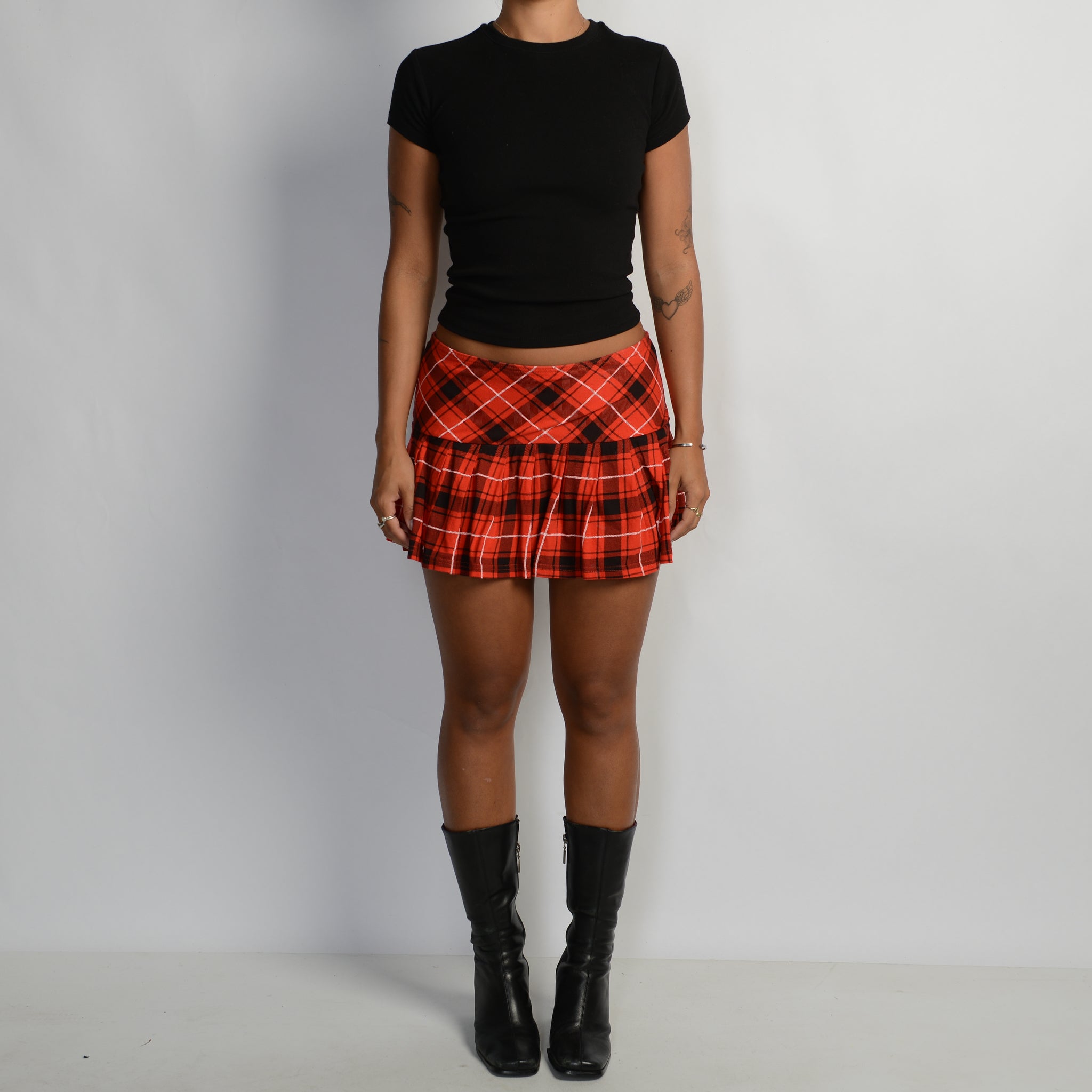 RED PLAID MINI SKIRT