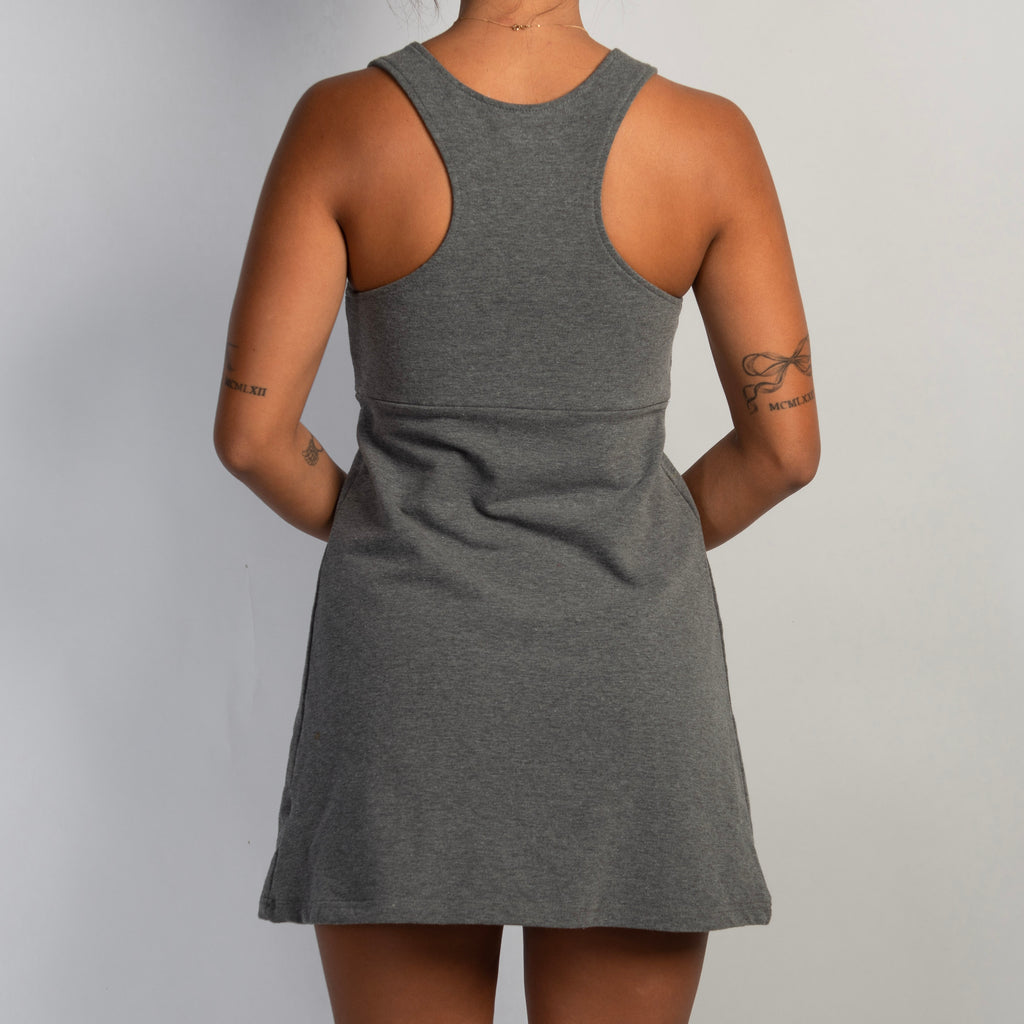 GREY PINAFORE DRESS
