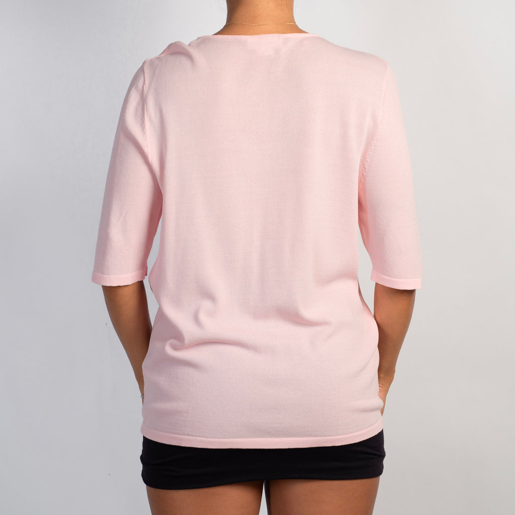 PINK 1/2 SLEEVE KNIT TOP