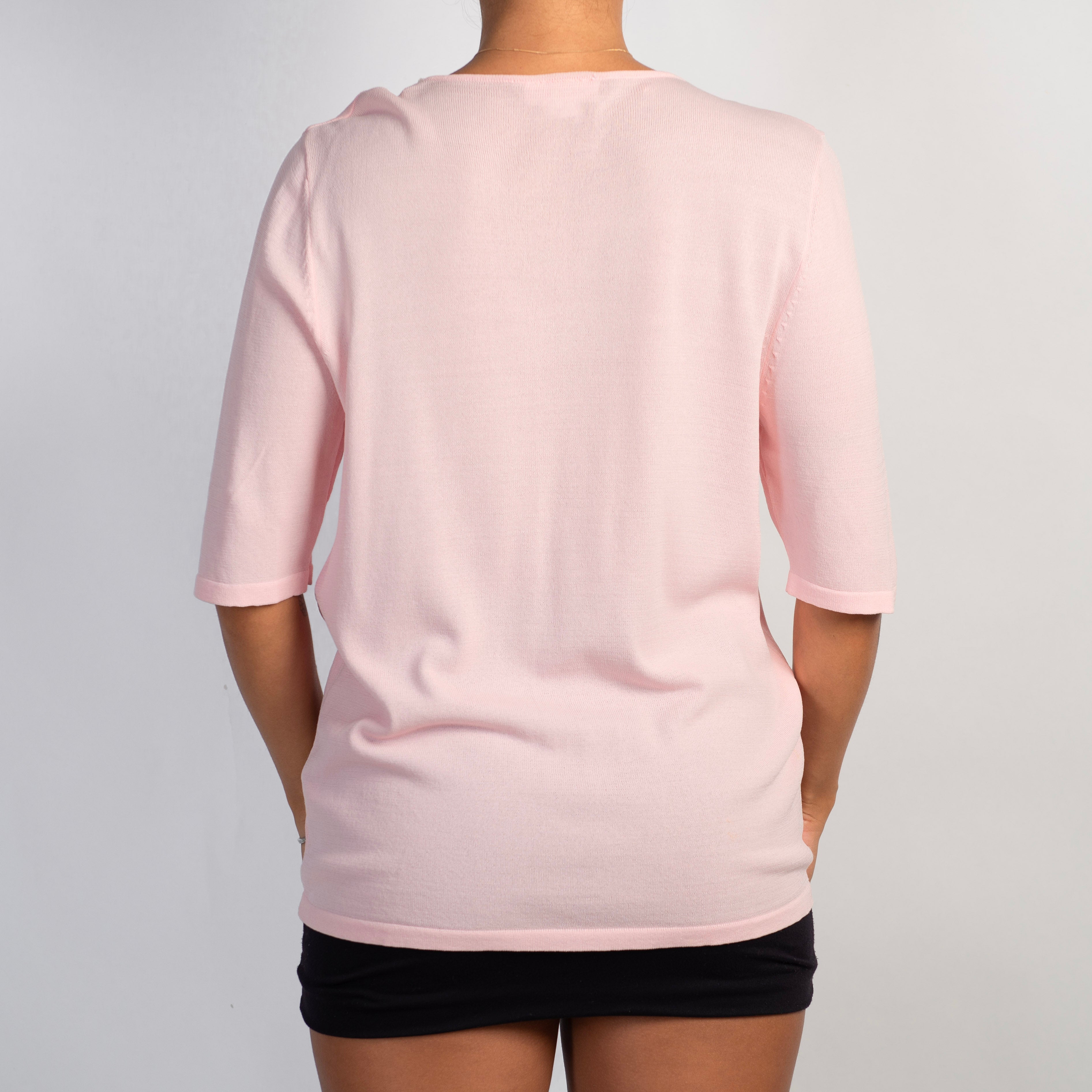 PINK 1/2 SLEEVE KNIT TOP
