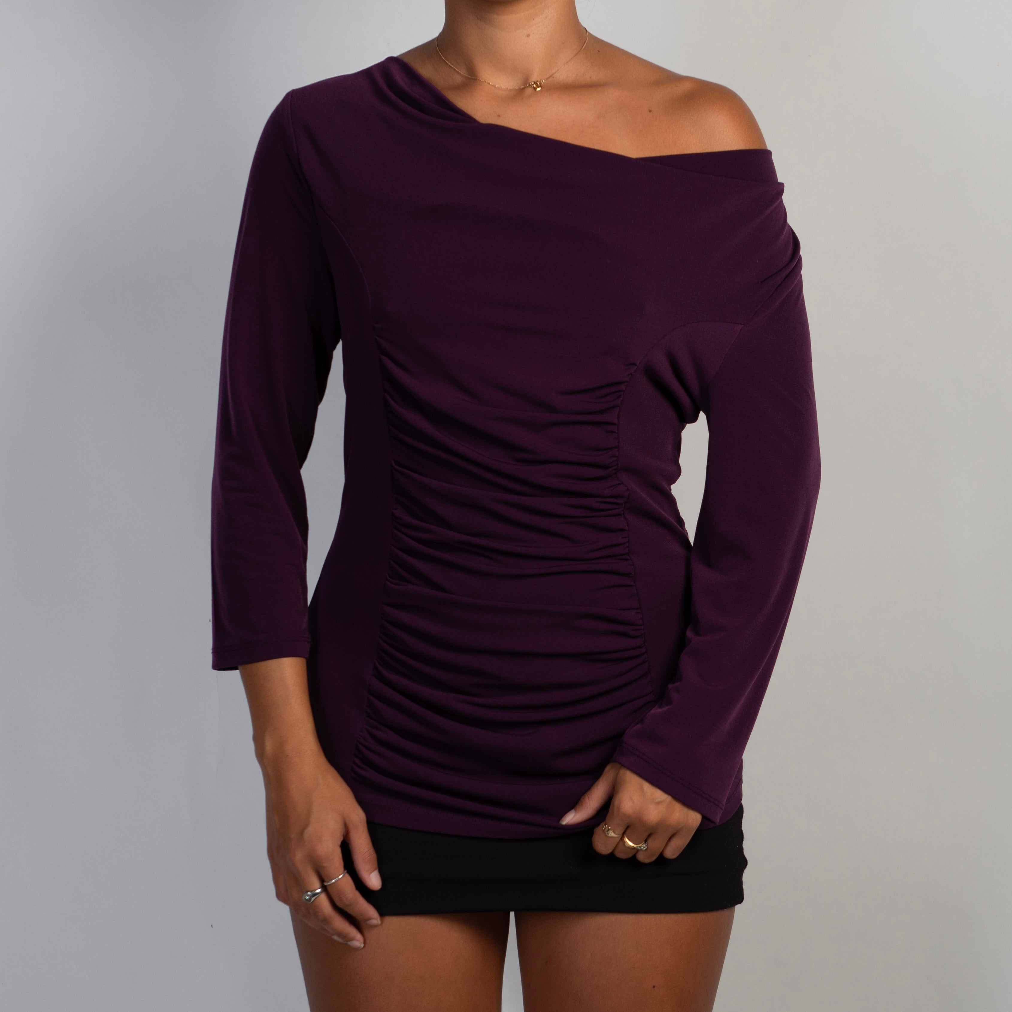 PURPLE COWL NECK TOP