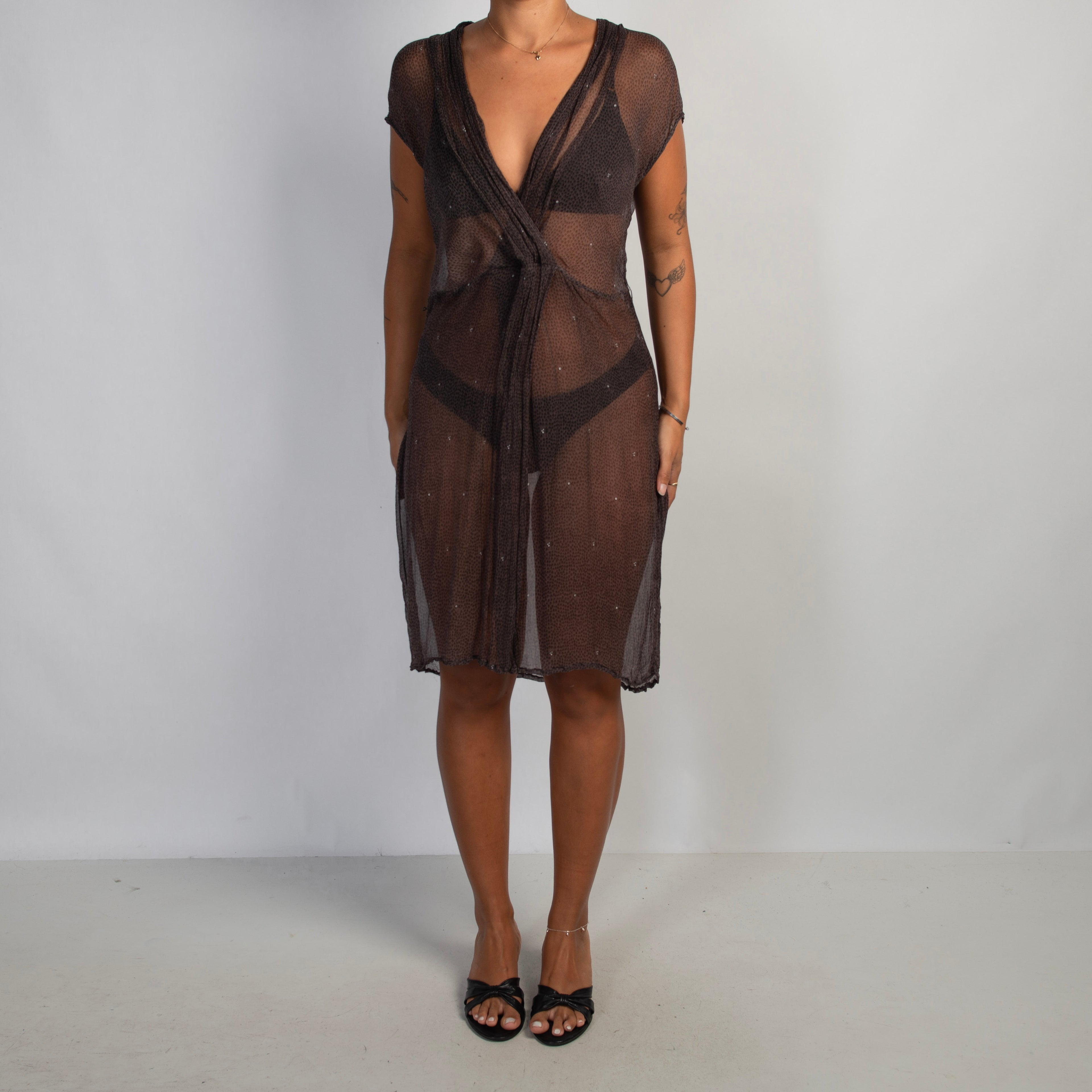 SHEER PATTERN MIDI DRESS