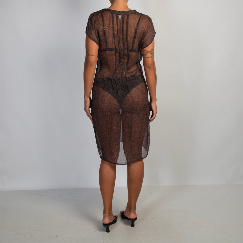 SHEER PATTERN MIDI DRESS