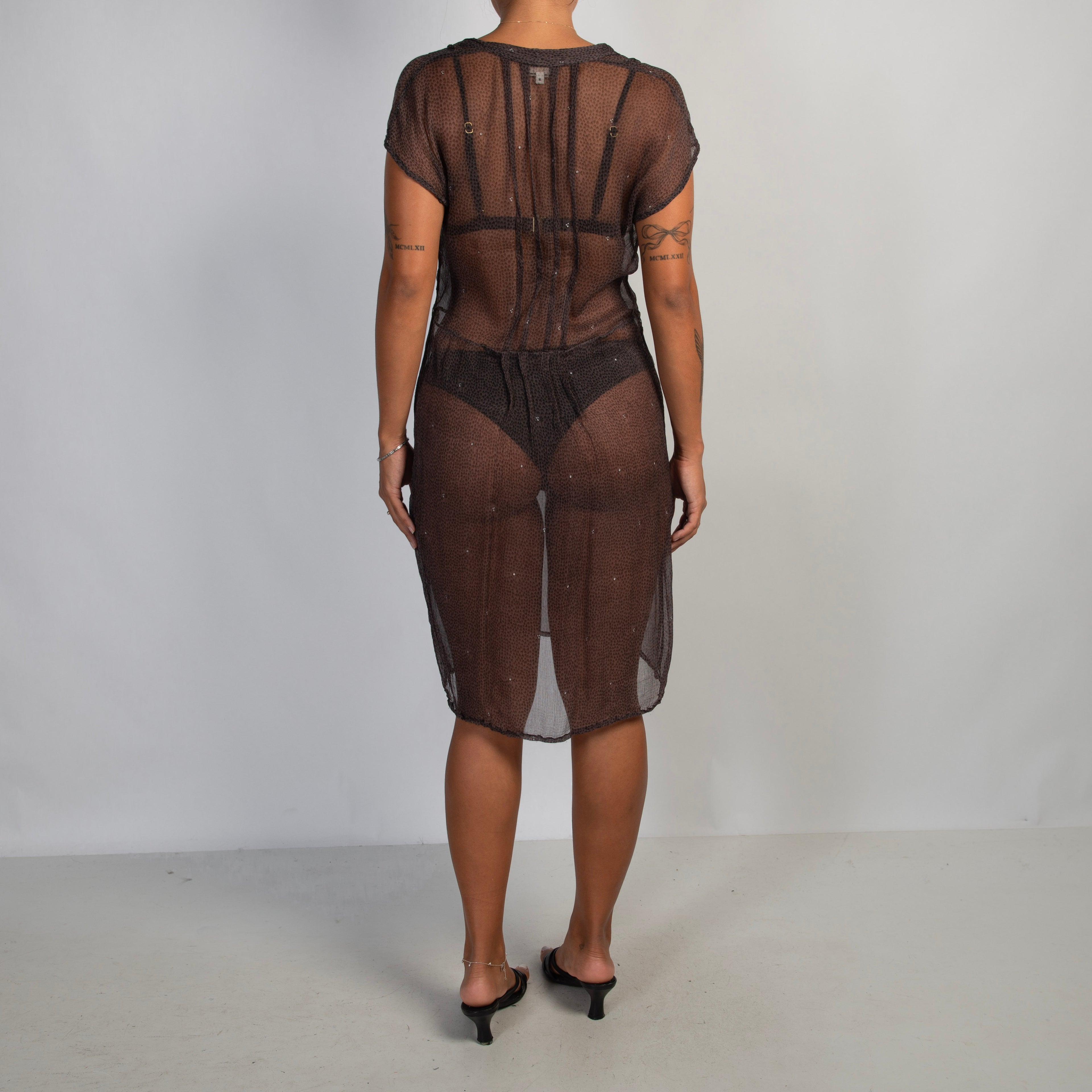 SHEER PATTERN MIDI DRESS