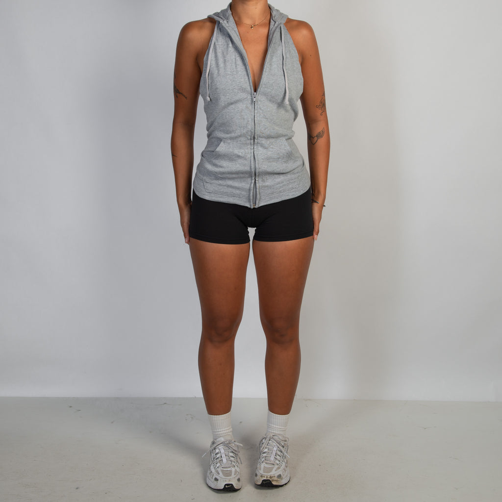 GREY ZIP HOOD TOP