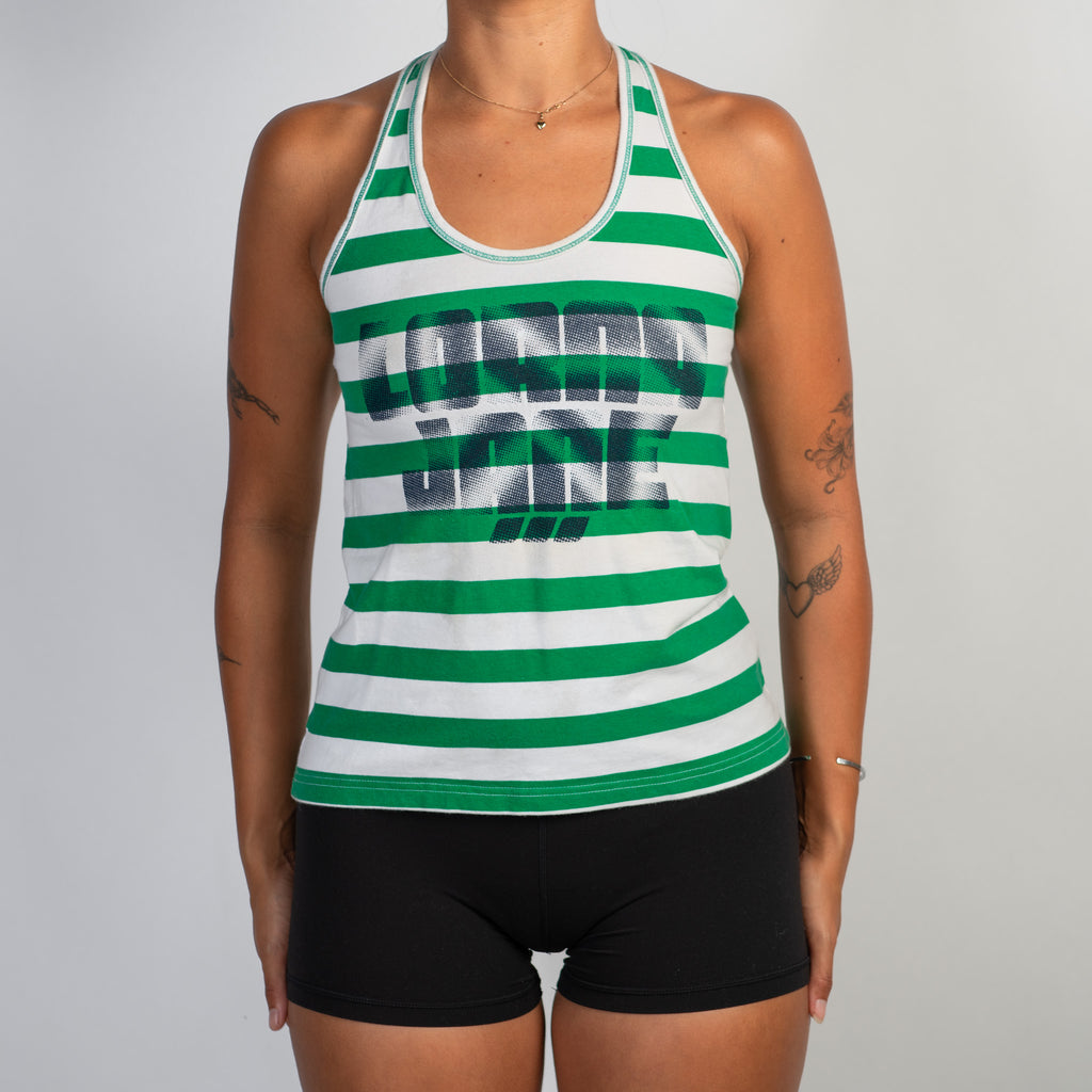 GREEN STRIPE COTTON TANK TOP