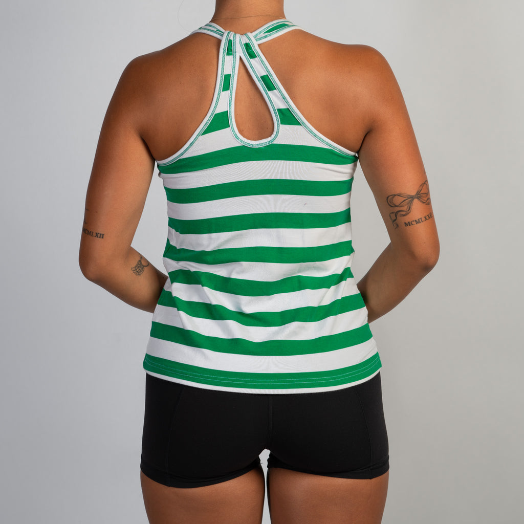 GREEN STRIPE COTTON TANK TOP