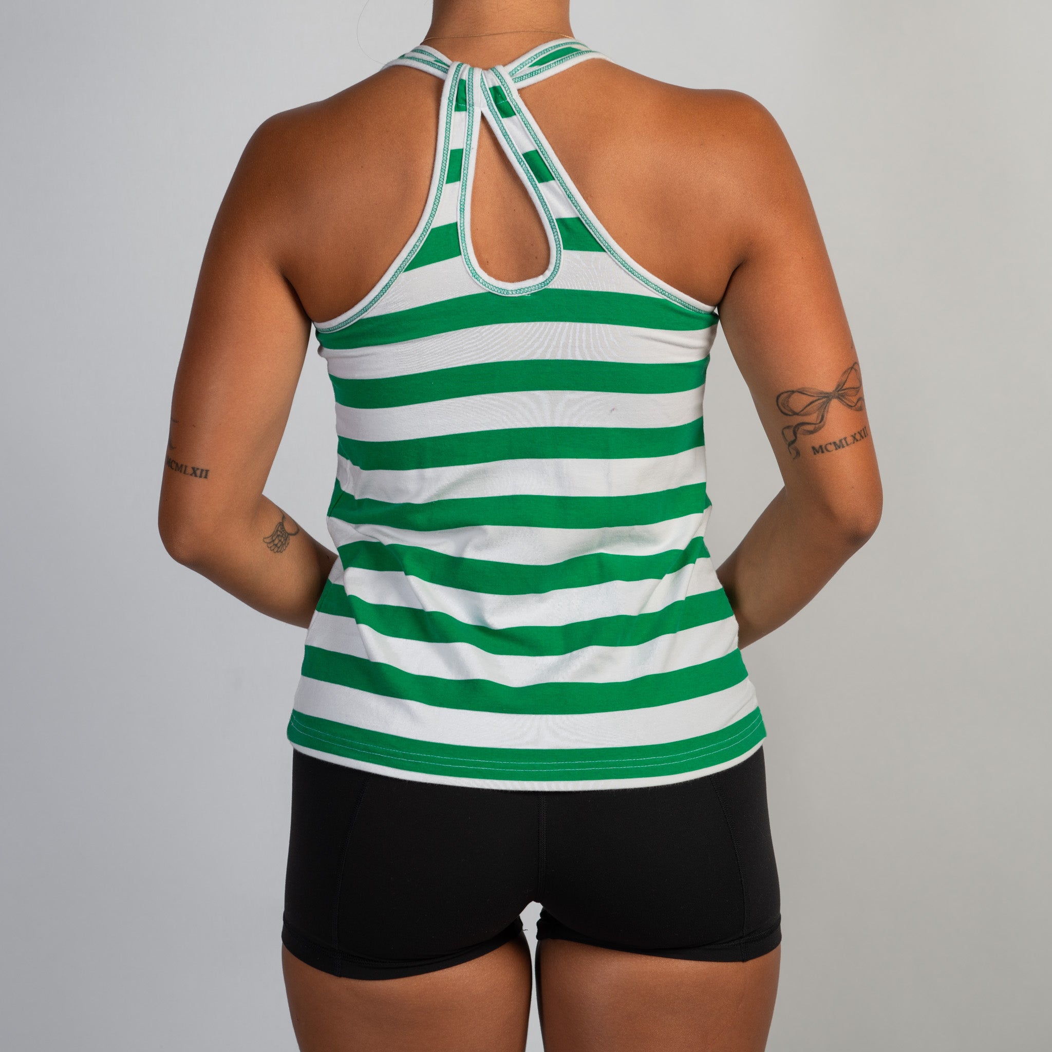 GREEN STRIPE COTTON TANK TOP