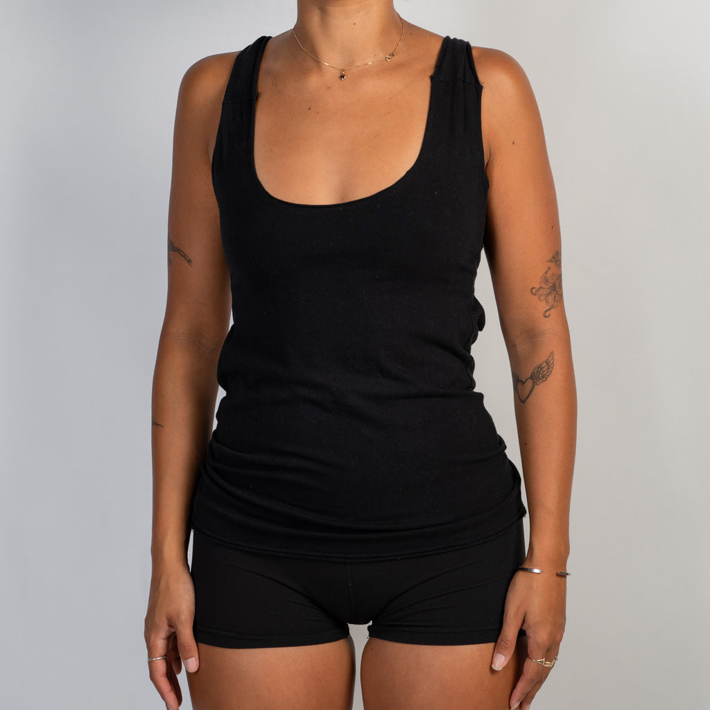 BLACK COTTON TANK TOP