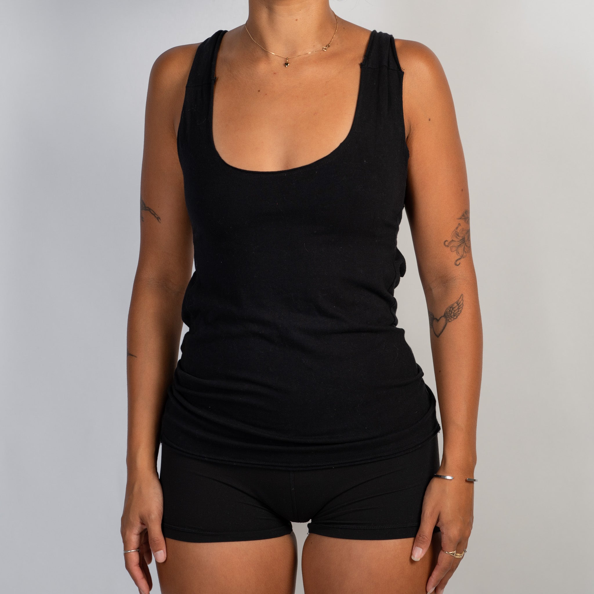 BLACK COTTON TANK TOP