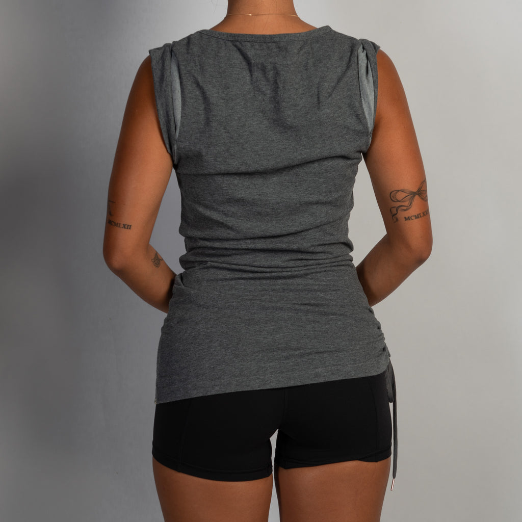 GREY COTTON RUCHED TOP