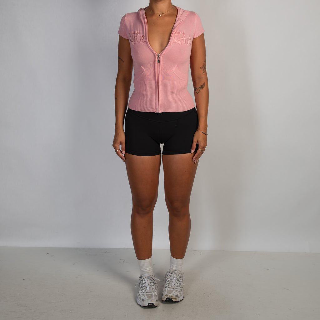 PINK KNIT ZIP TOP