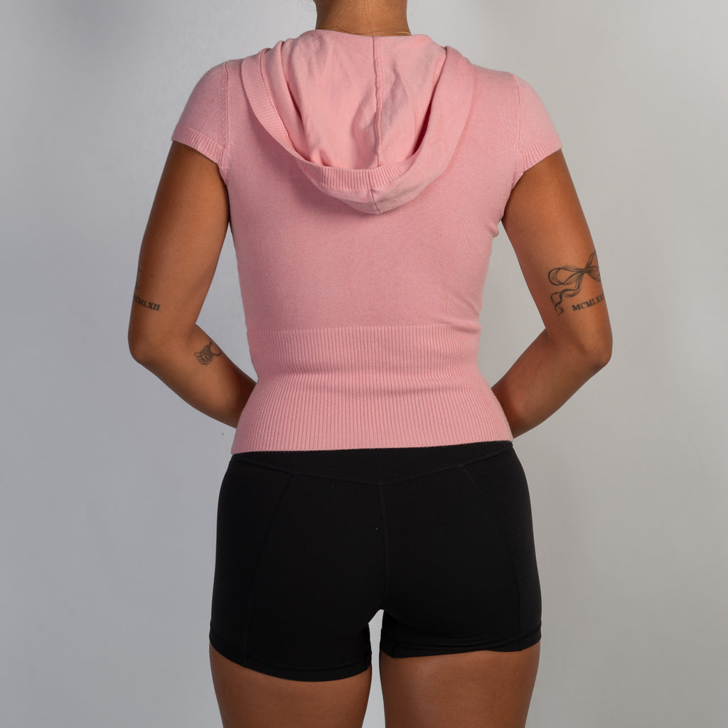 PINK KNIT ZIP TOP