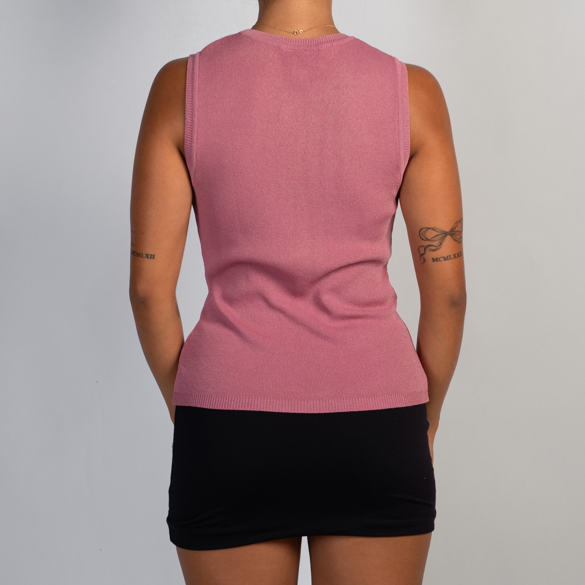PINK KNIT SLEEVELESS TOP