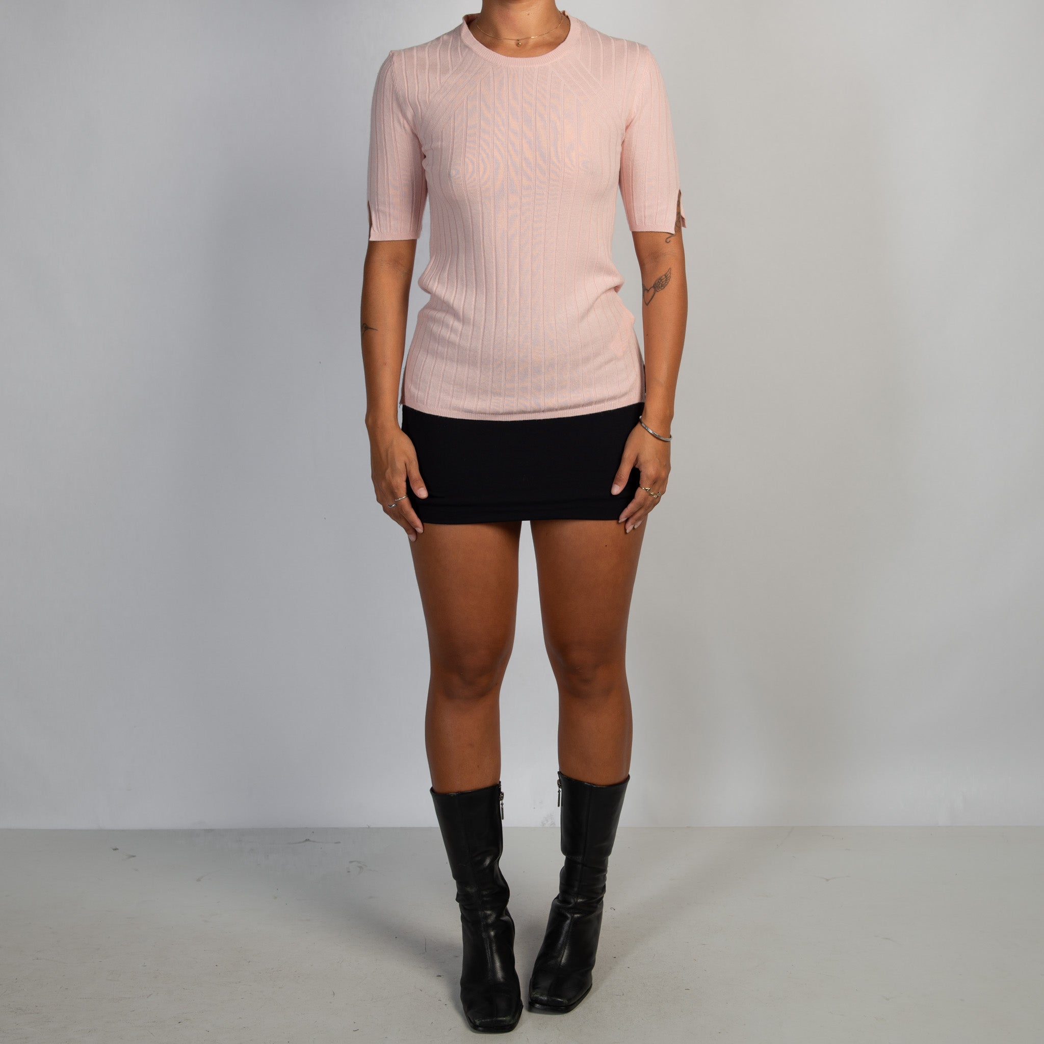 PINK RIB KNIT TOP