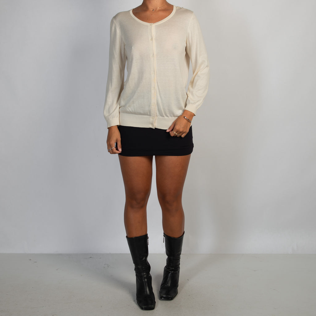 CREAM SILK KNIT CARDIGAN