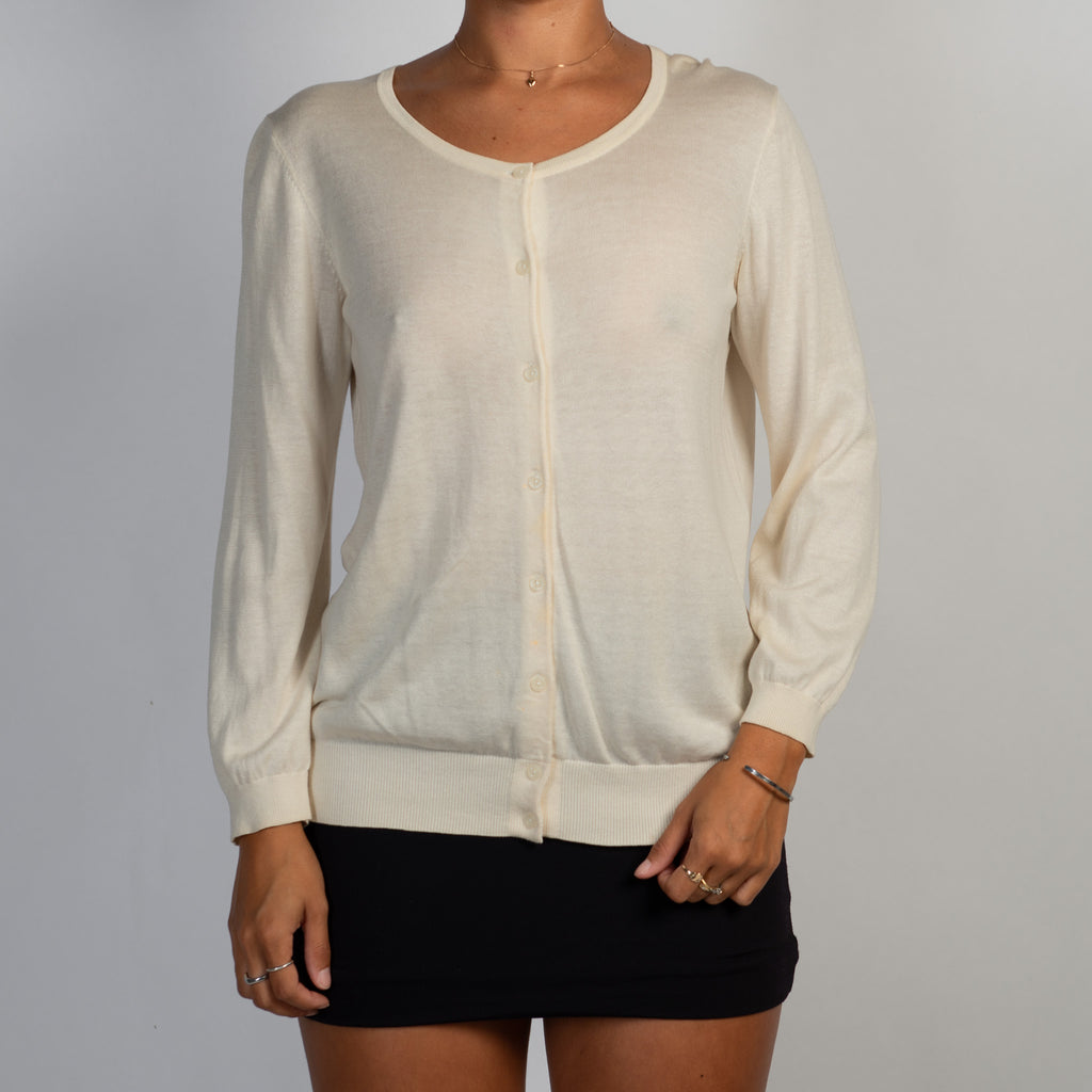 CREAM SILK KNIT CARDIGAN