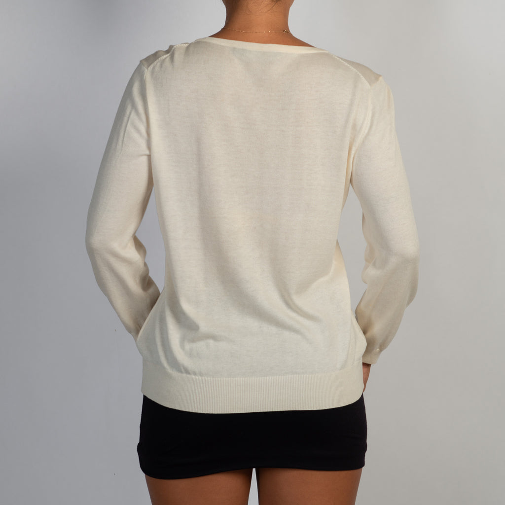 CREAM SILK KNIT CARDIGAN