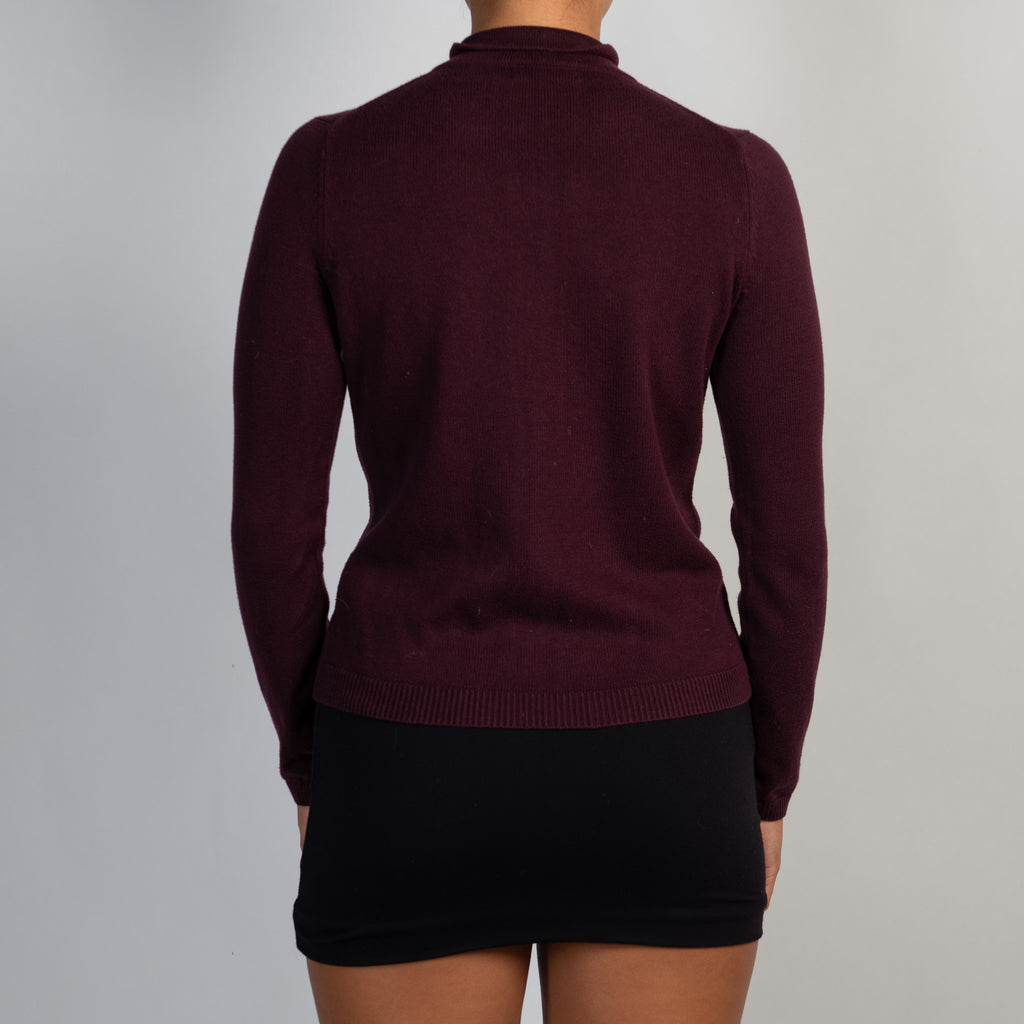 PLUM KNIT ZIP CARDIGAN