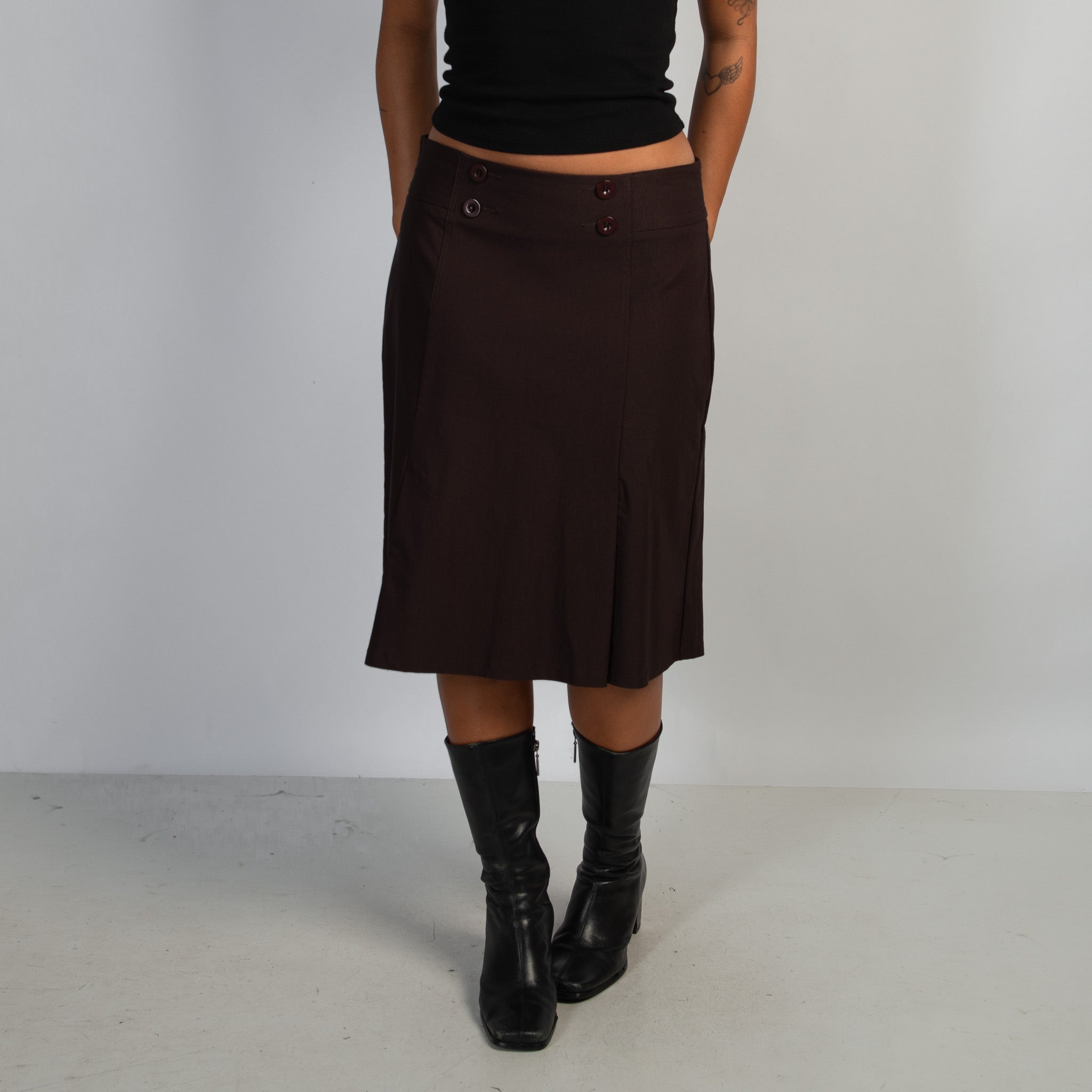 DEEP MAROON MIDI SKIRT