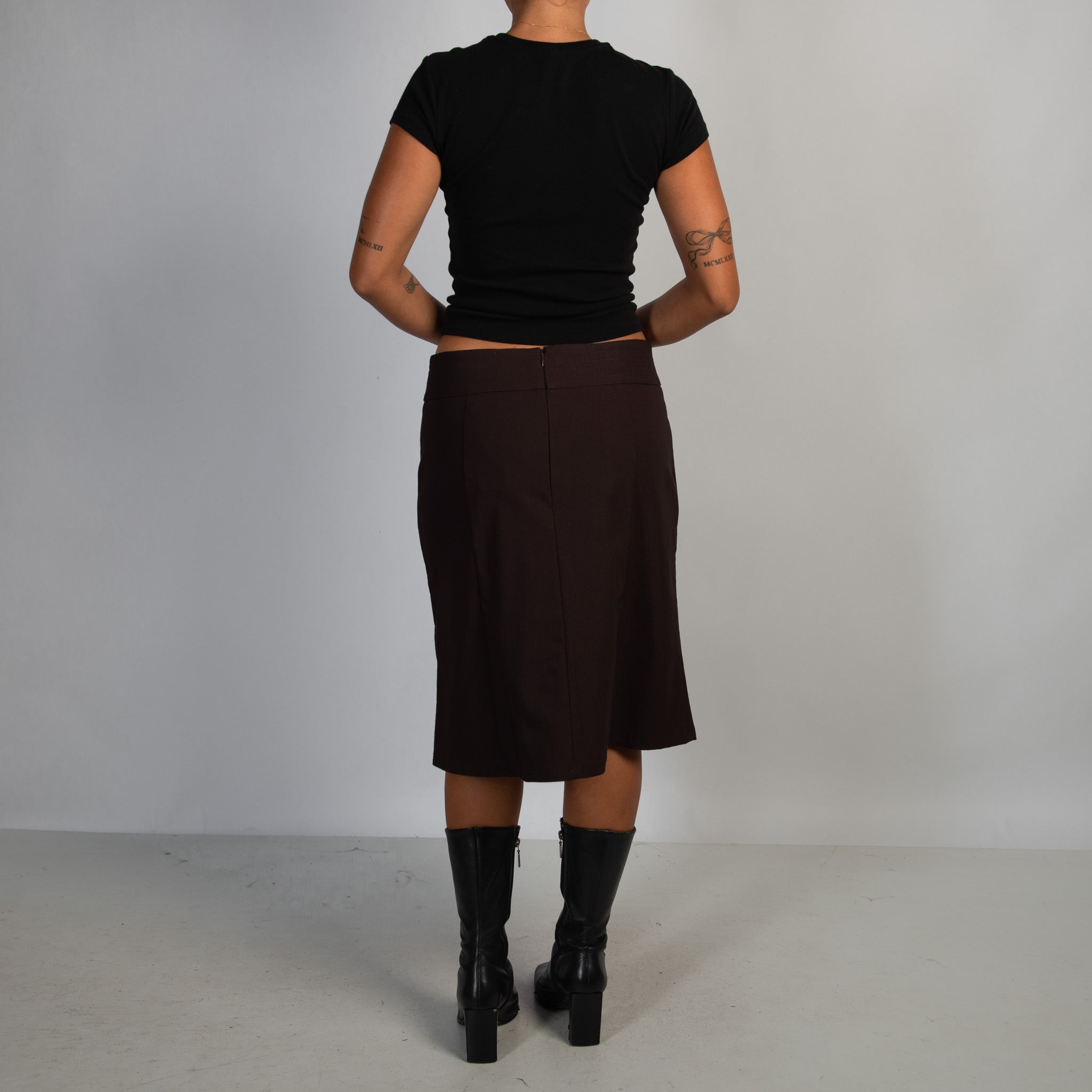 DEEP MAROON MIDI SKIRT