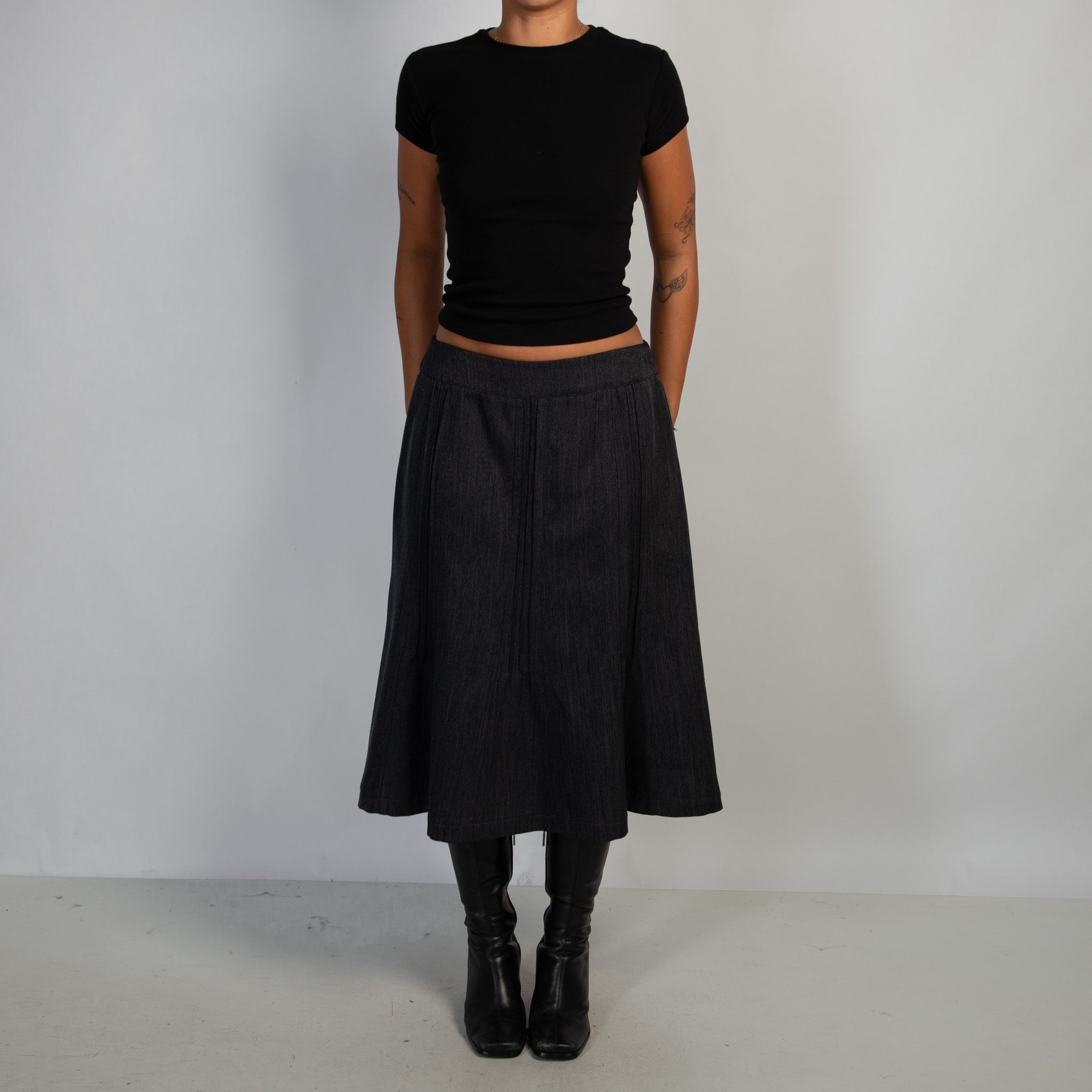 PIN TUCK MIDI SKIRT