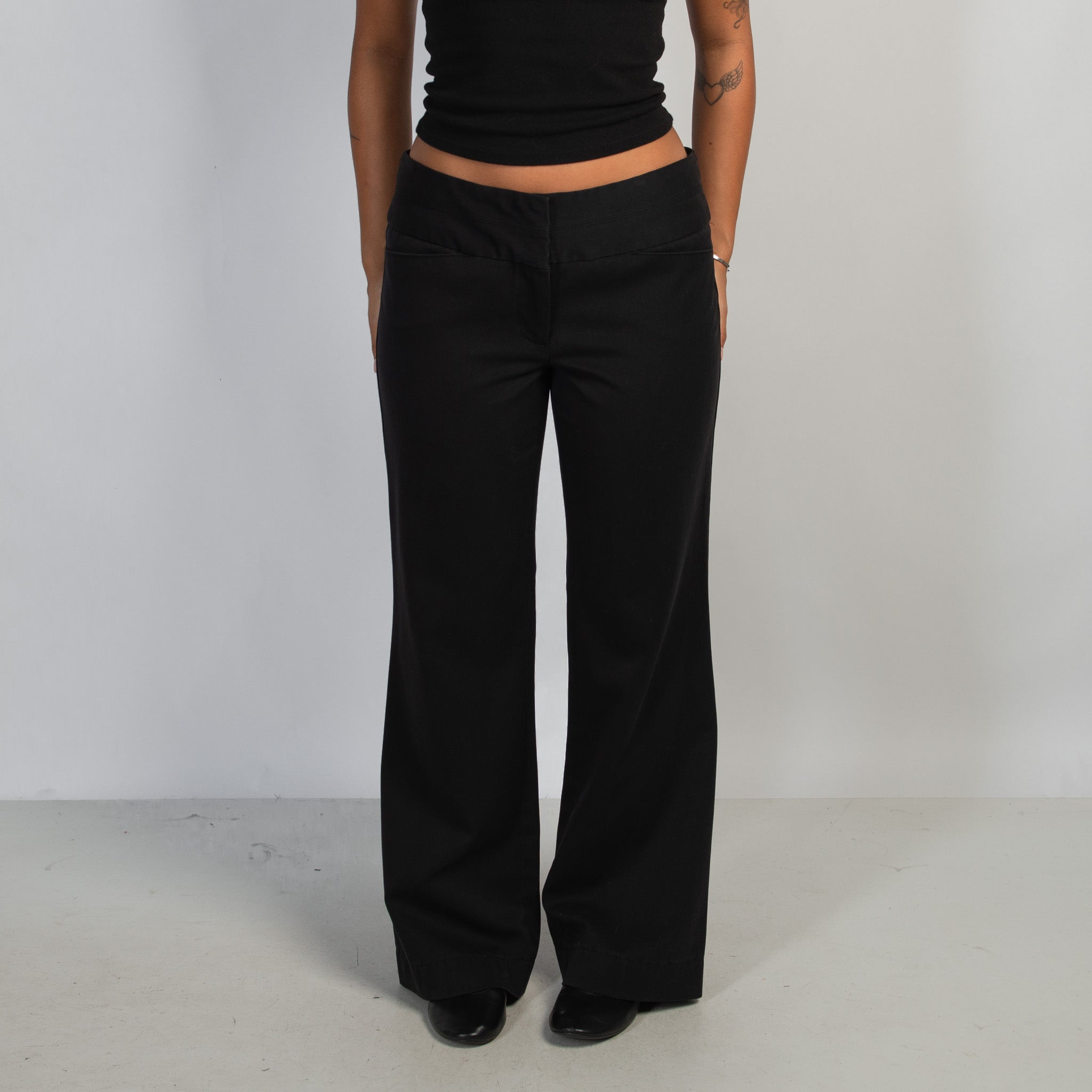 BLACK WIDE LEG TROUSERS