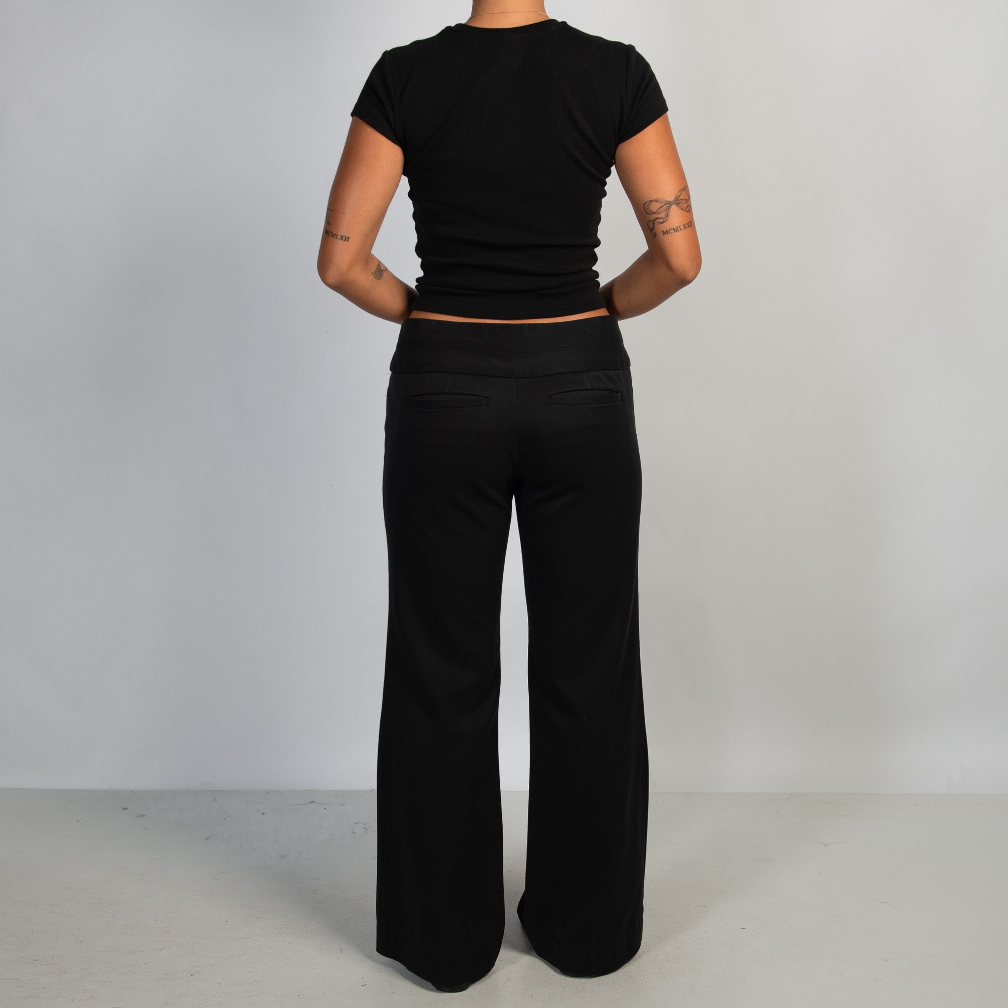 BLACK WIDE LEG TROUSERS