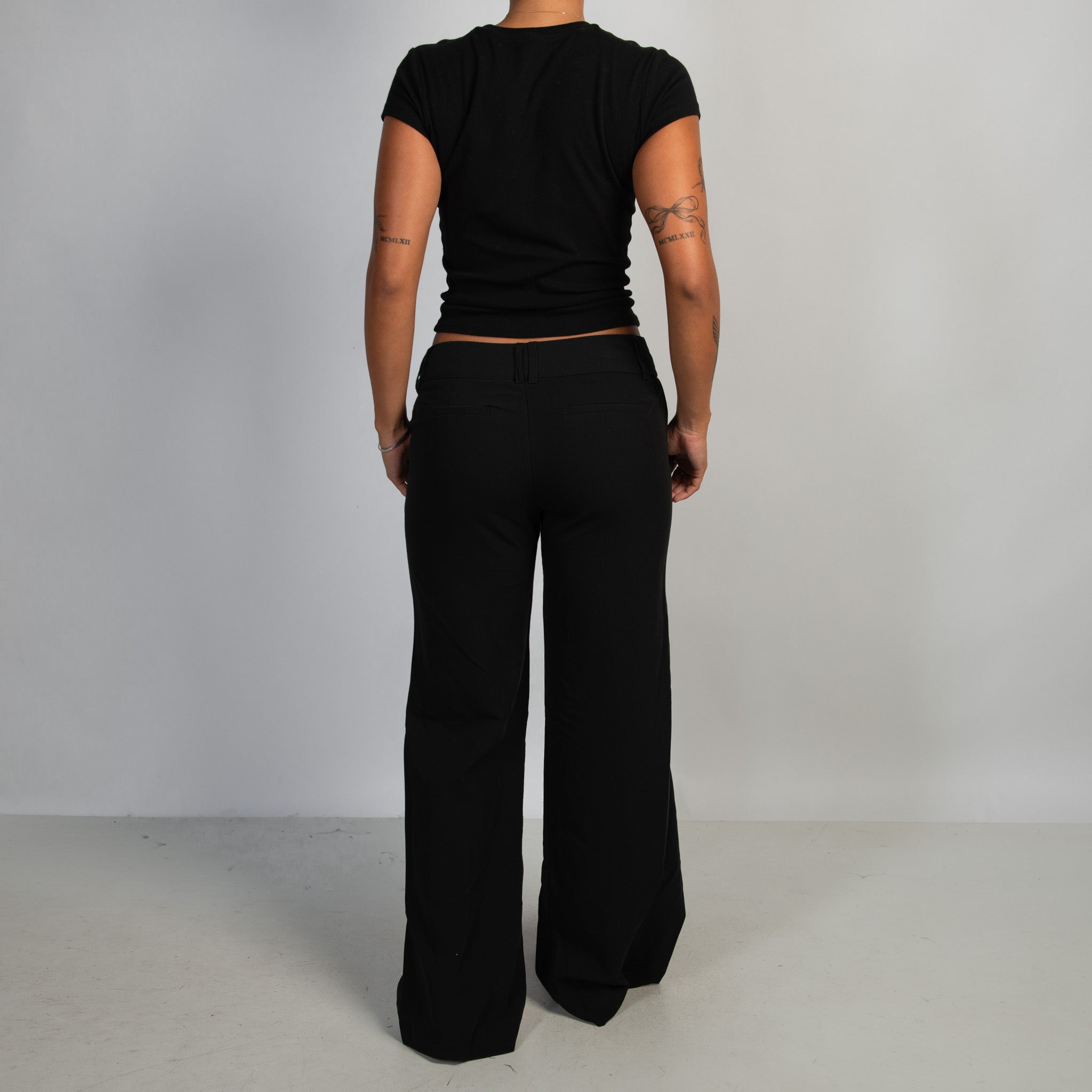 BLACK WIDE LEG TROUSERS