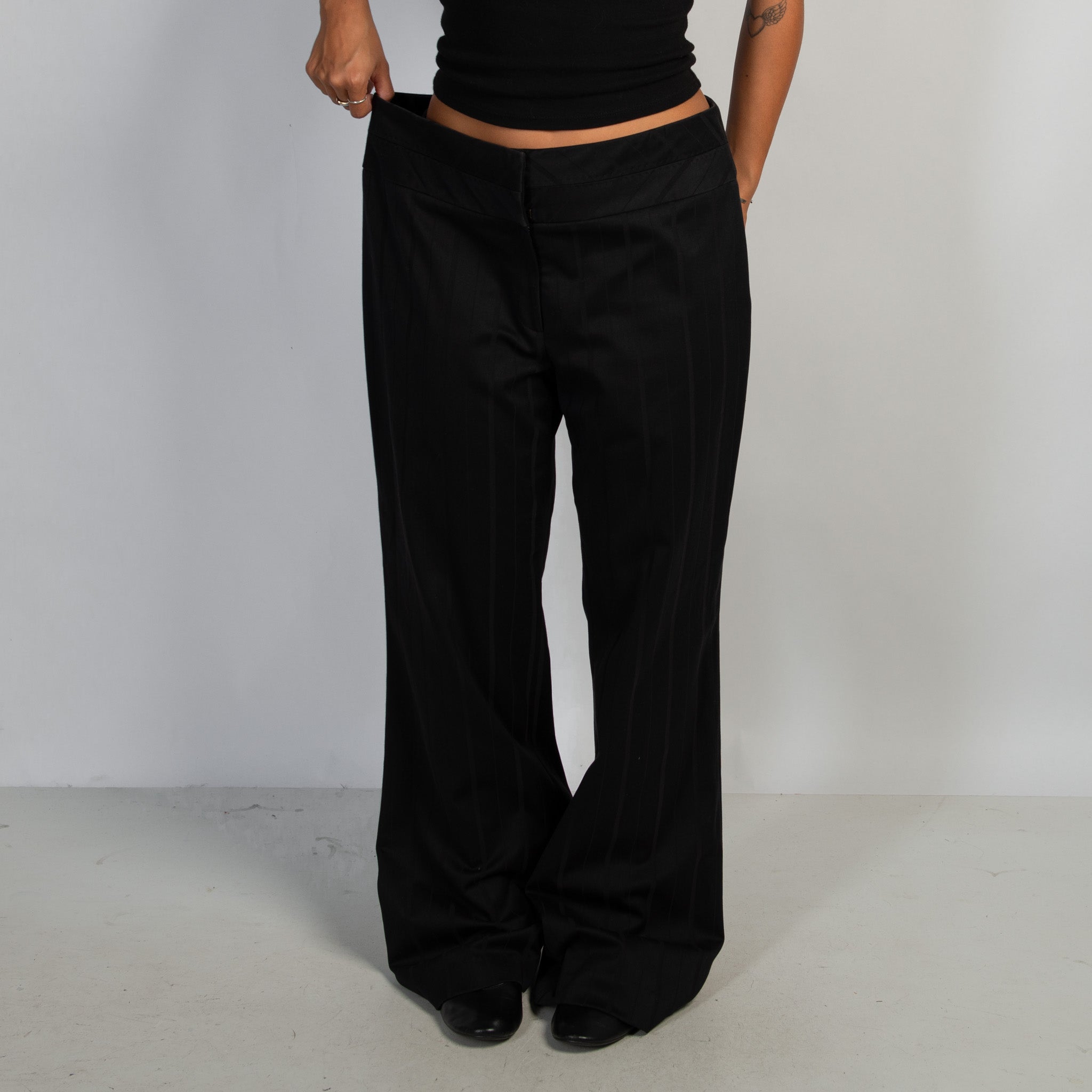 BLACK WIDE LEG TROUSERS